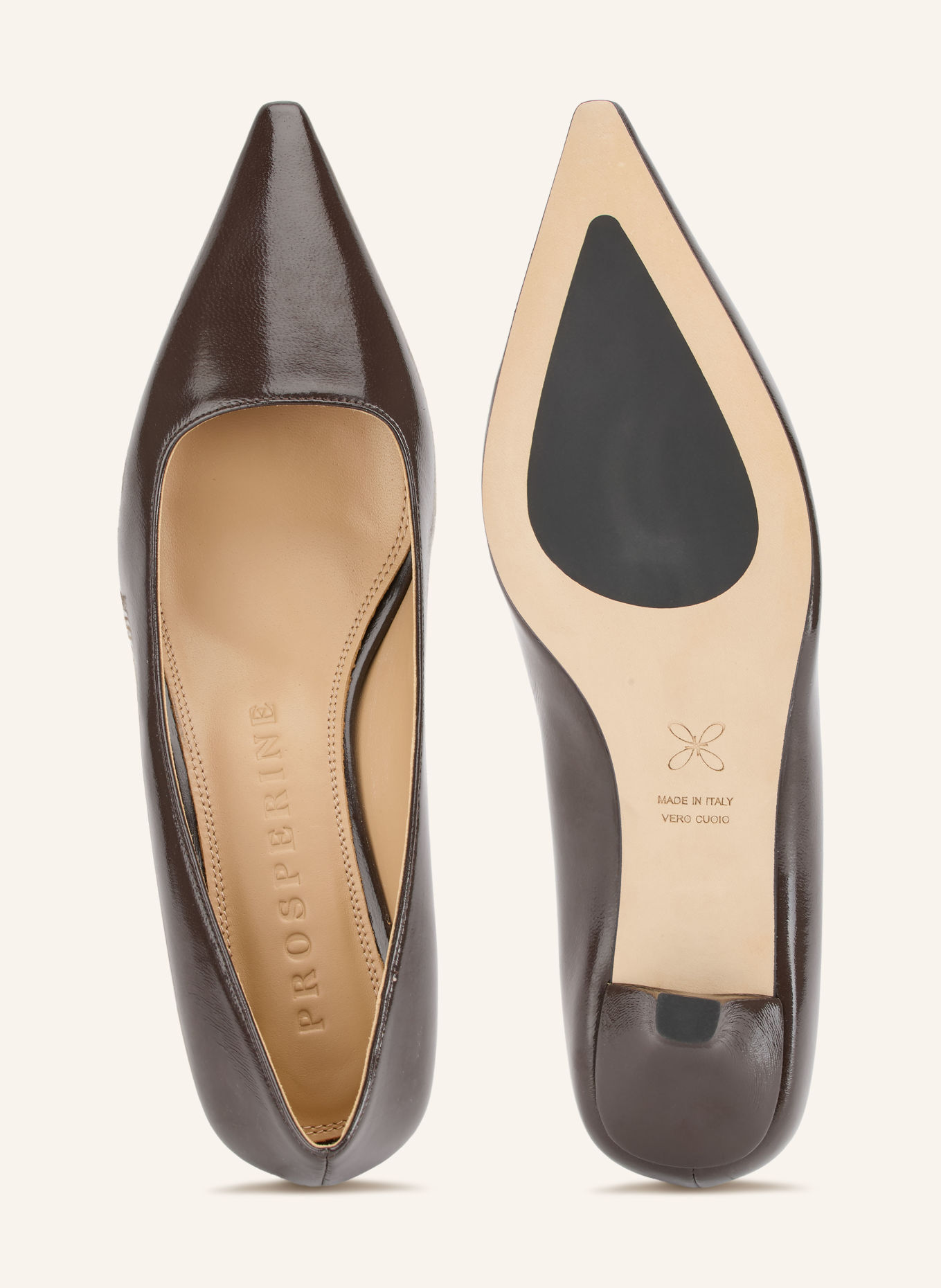 PROSPERINE Lakleren pumps: MARRON FONCÉ