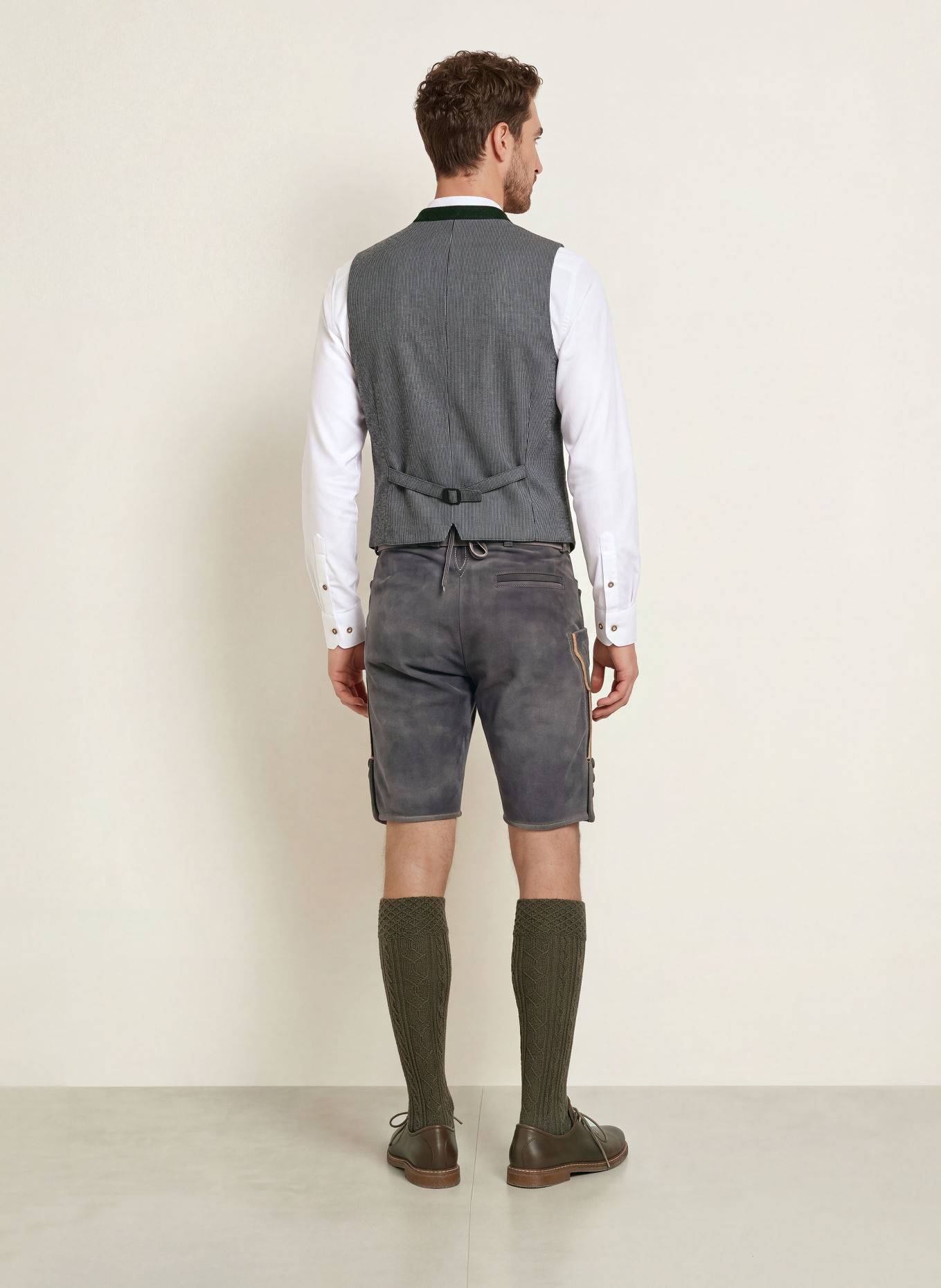 Grasegger Traditioneel gilet KREUZER in gemengde stoffen: BLAUW / GRIJS