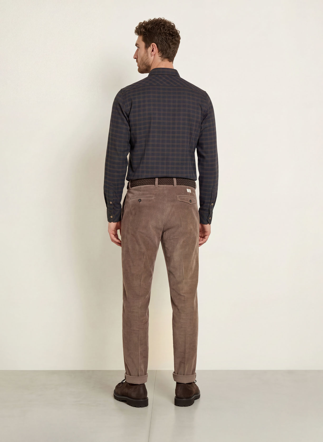 Grasegger Traditioneel overhemd KRAILING SK Slim Fit met opstaande kraag: DONKERBLAUW / MARRON FONCÉ