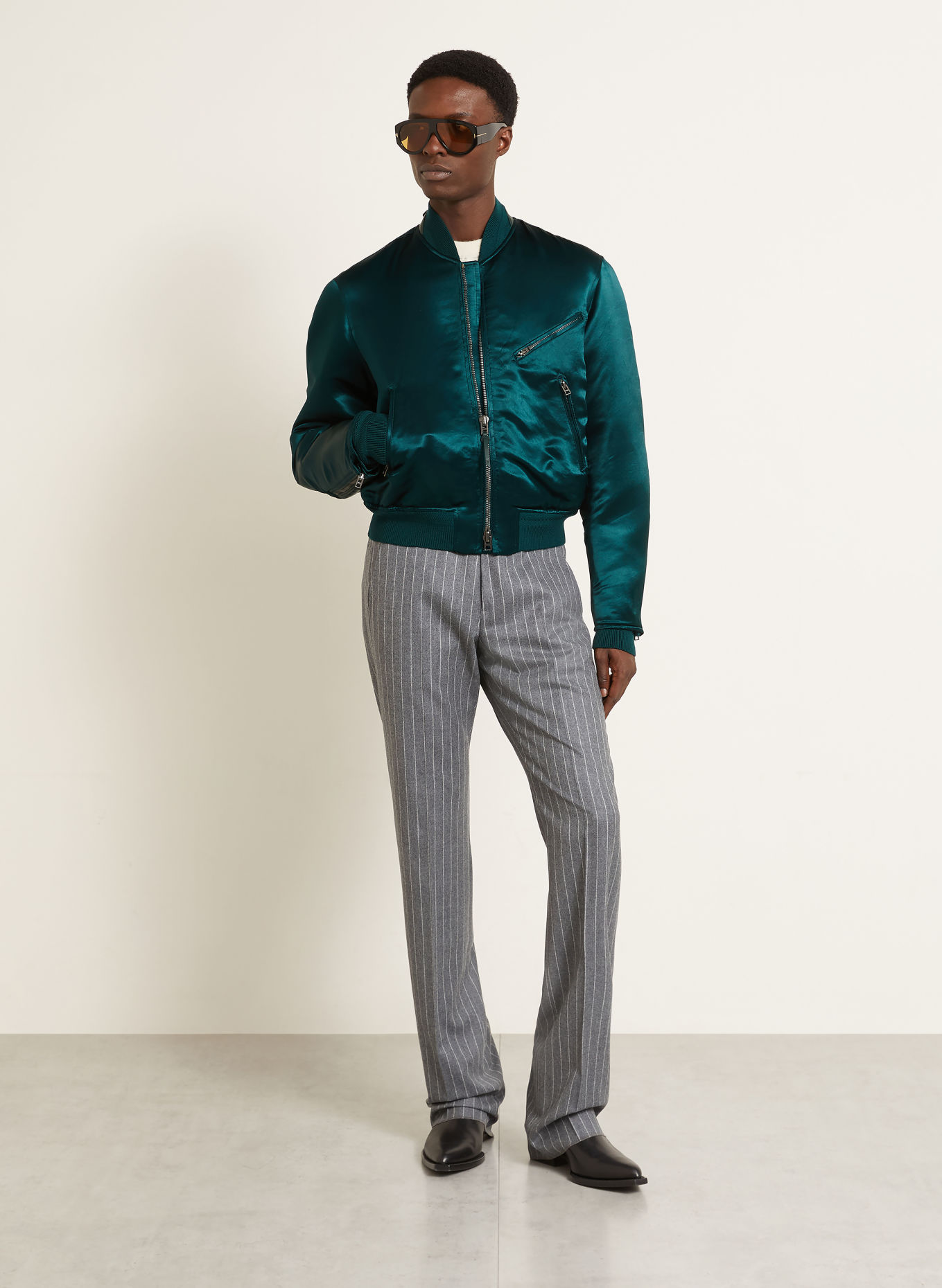 TOM FORD Satin Blouson: DARK GREEN