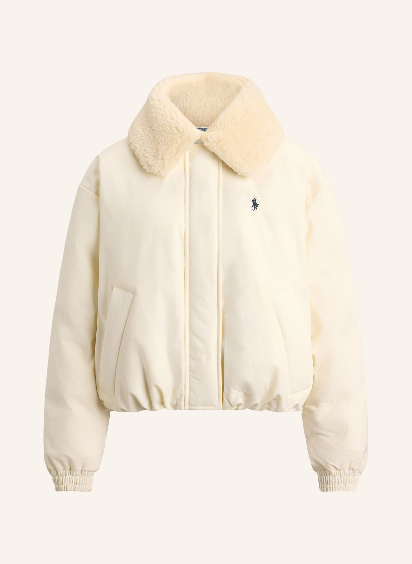 POLO RALPH LAUREN Down bomber jacket with removable faux fur: CREAM