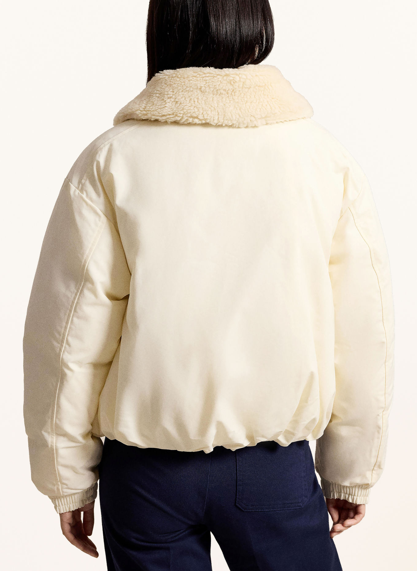 POLO RALPH LAUREN Down bomber jacket with removable faux fur: CREAM