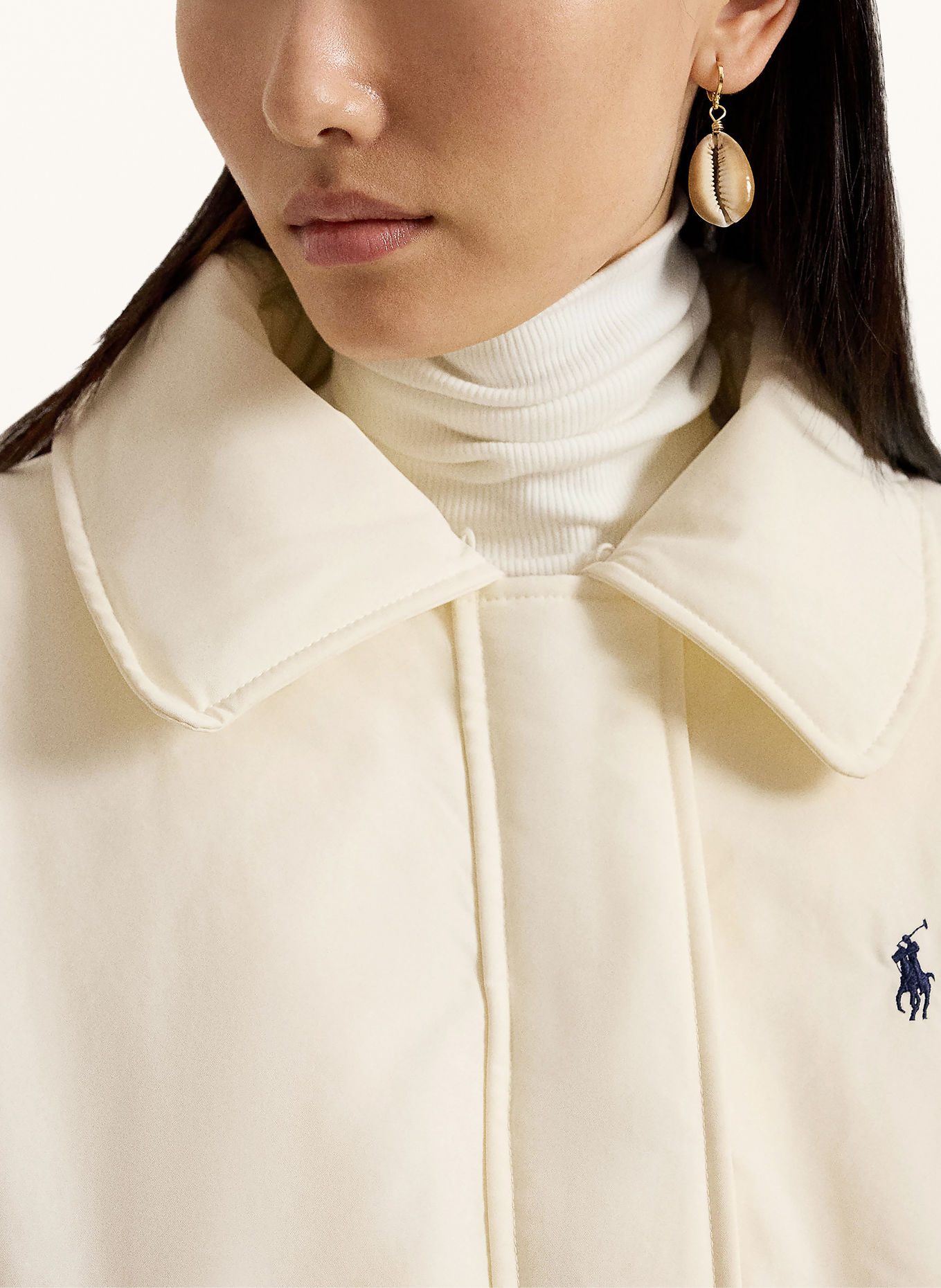 POLO RALPH LAUREN Down bomber jacket with removable faux fur: CREAM