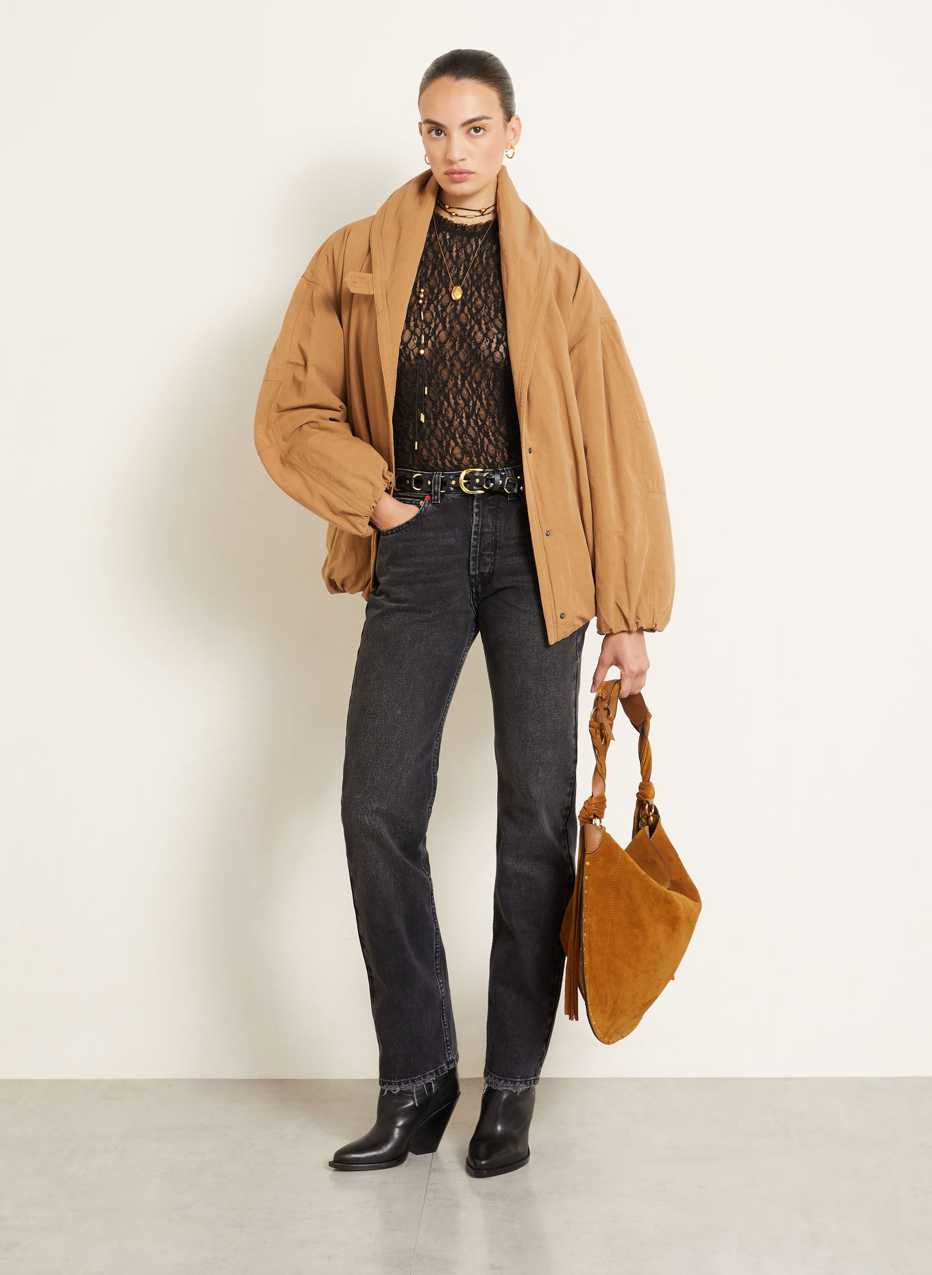ISABEL MARANT Jean droit DAYA à rivets: 02FK FADED BLACK