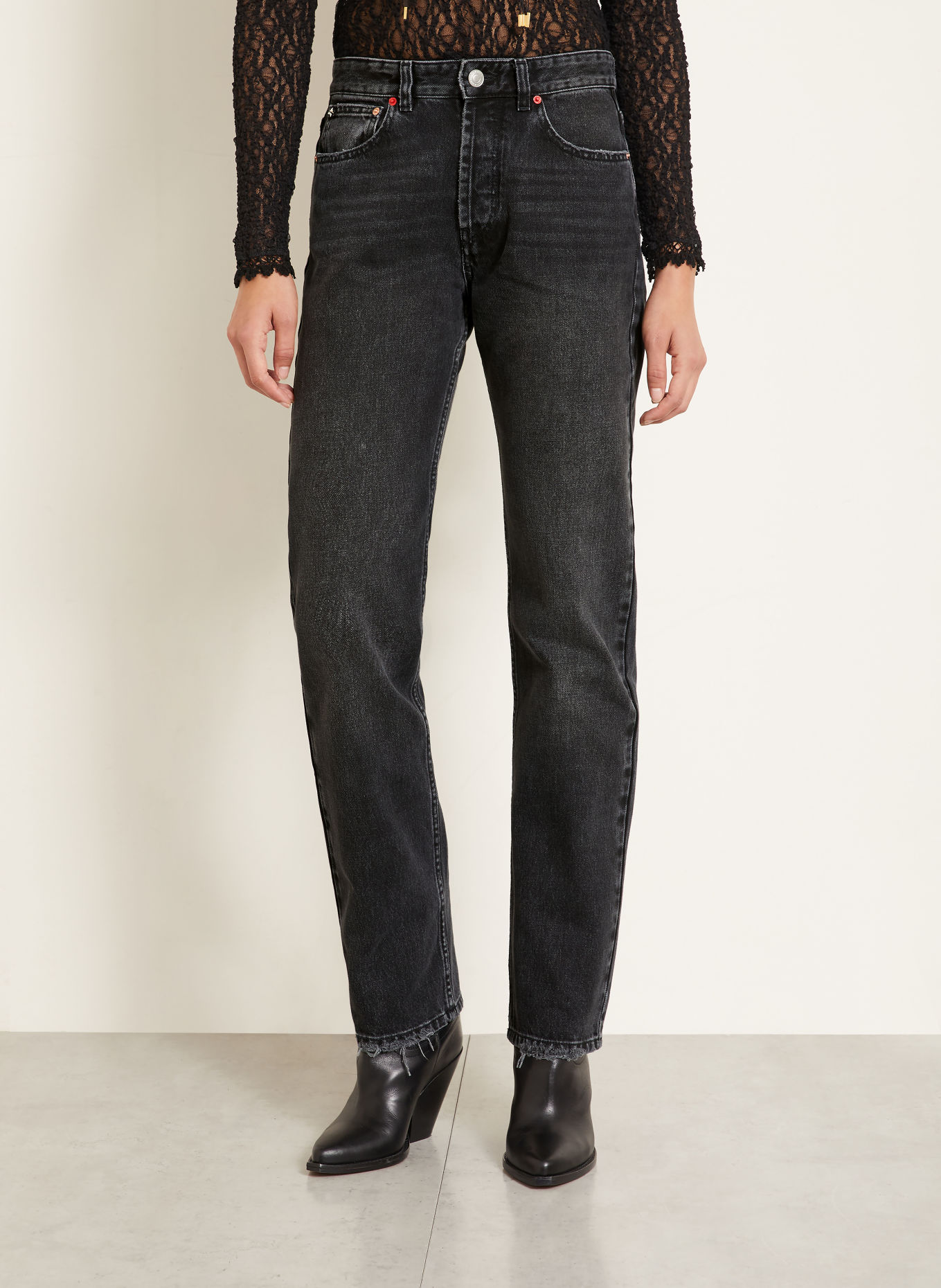 ISABEL MARANT Jean droit DAYA à rivets: 02FK FADED BLACK