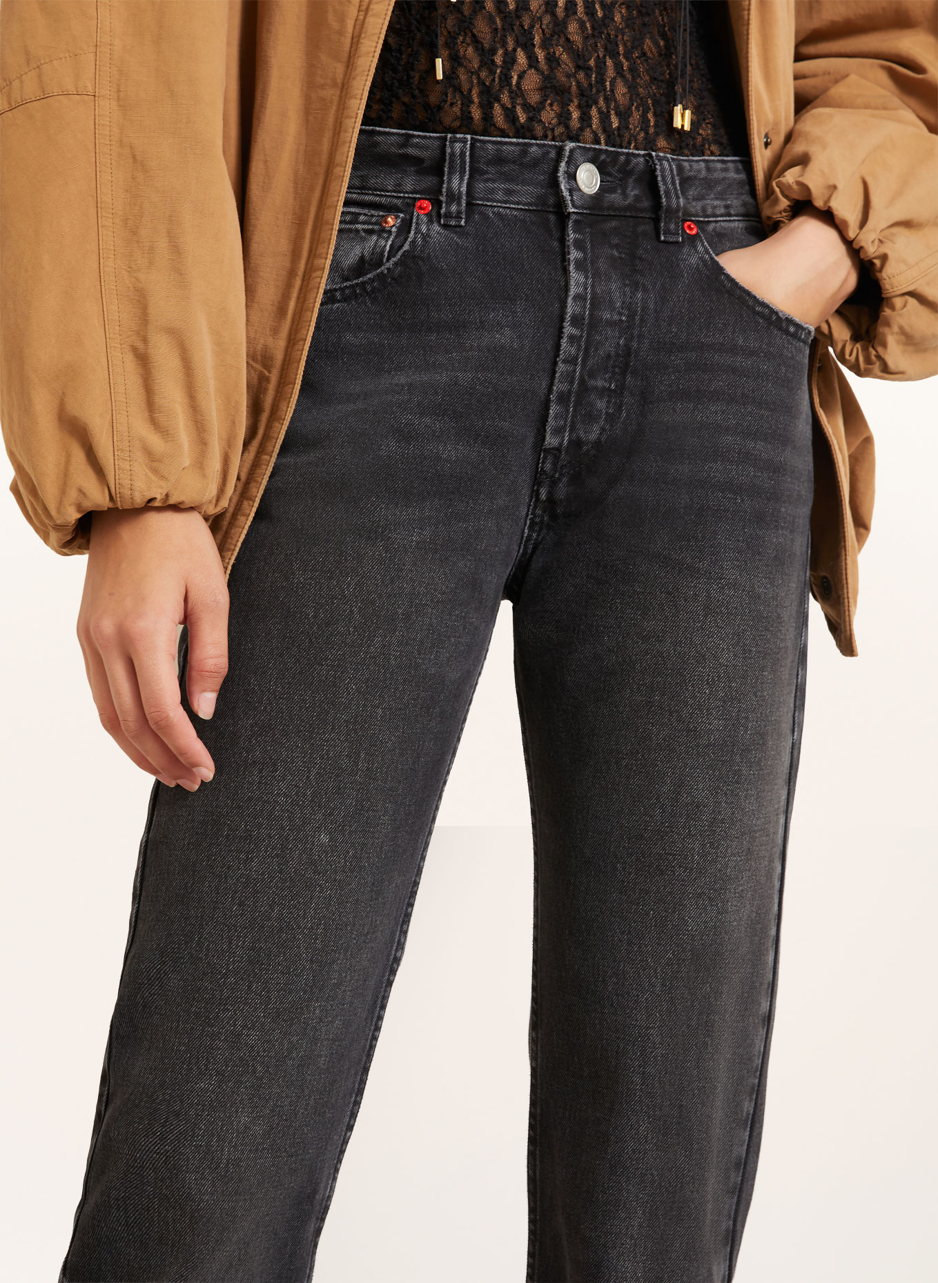 ISABEL MARANT Jean droit DAYA à rivets: 02FK FADED BLACK