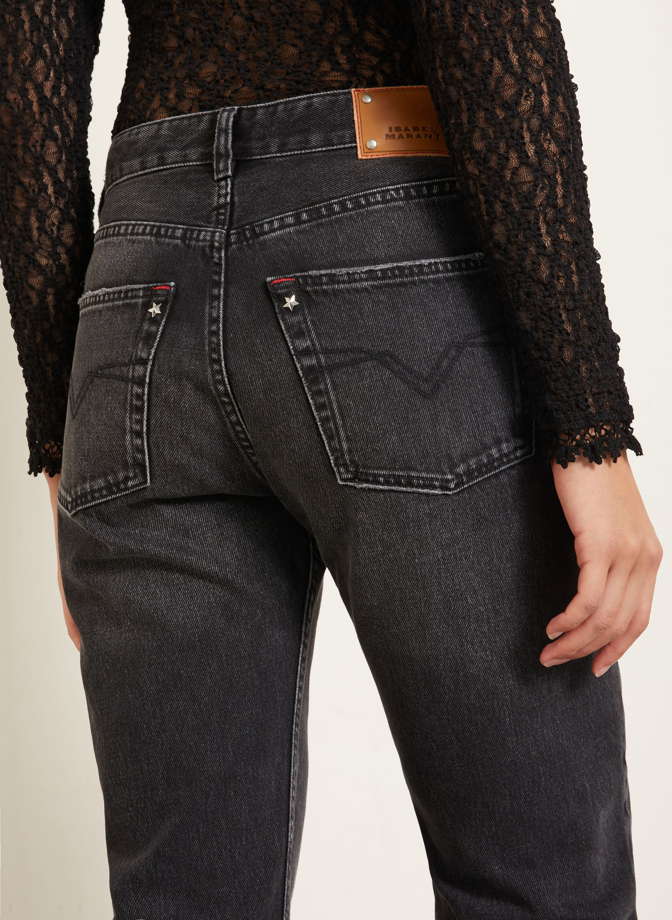 ISABEL MARANT Jean droit DAYA à rivets: 02FK FADED BLACK