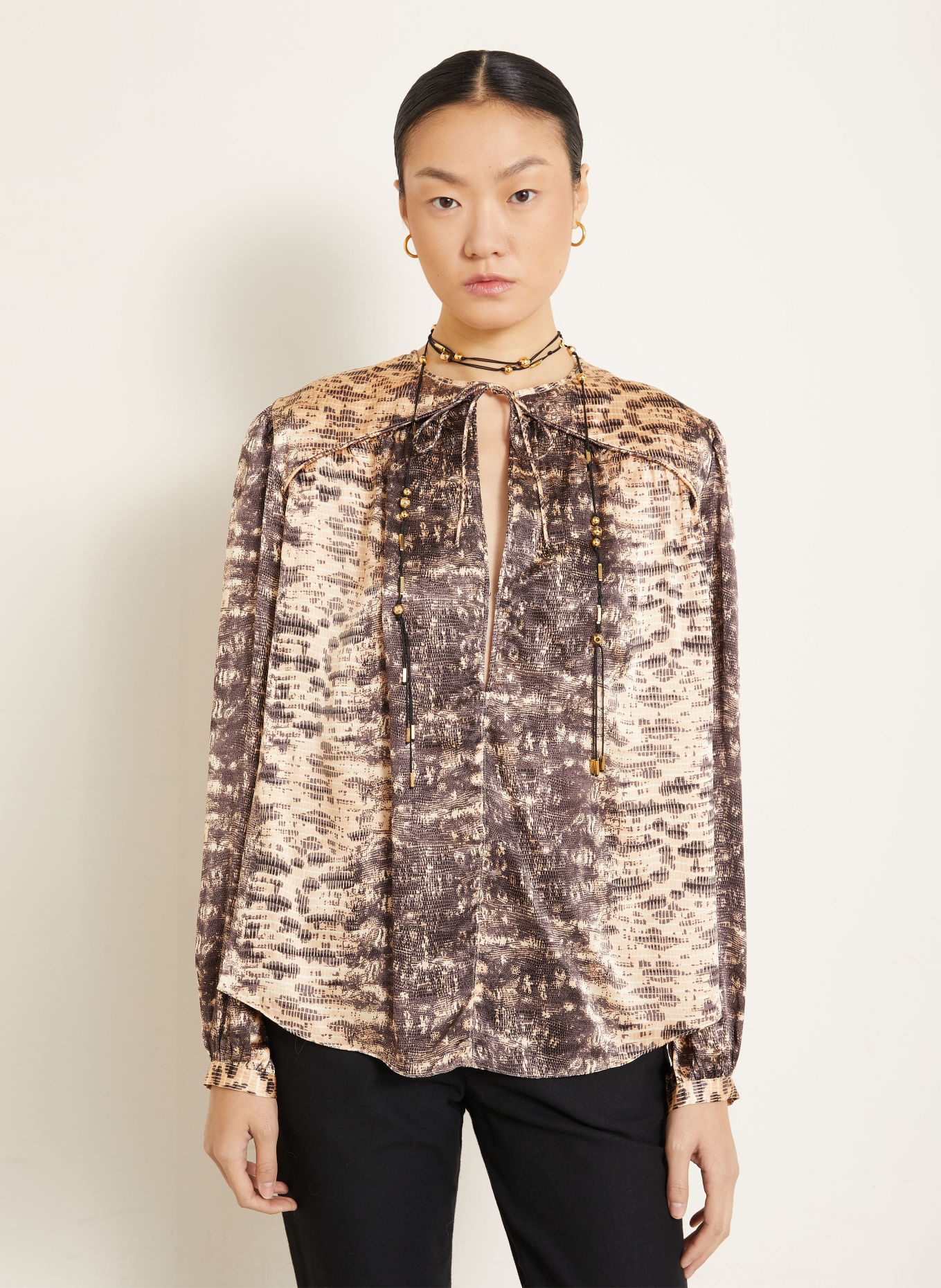 ISABEL MARANT Chemisier LARAYA en soie: BEIGE / TAUPE