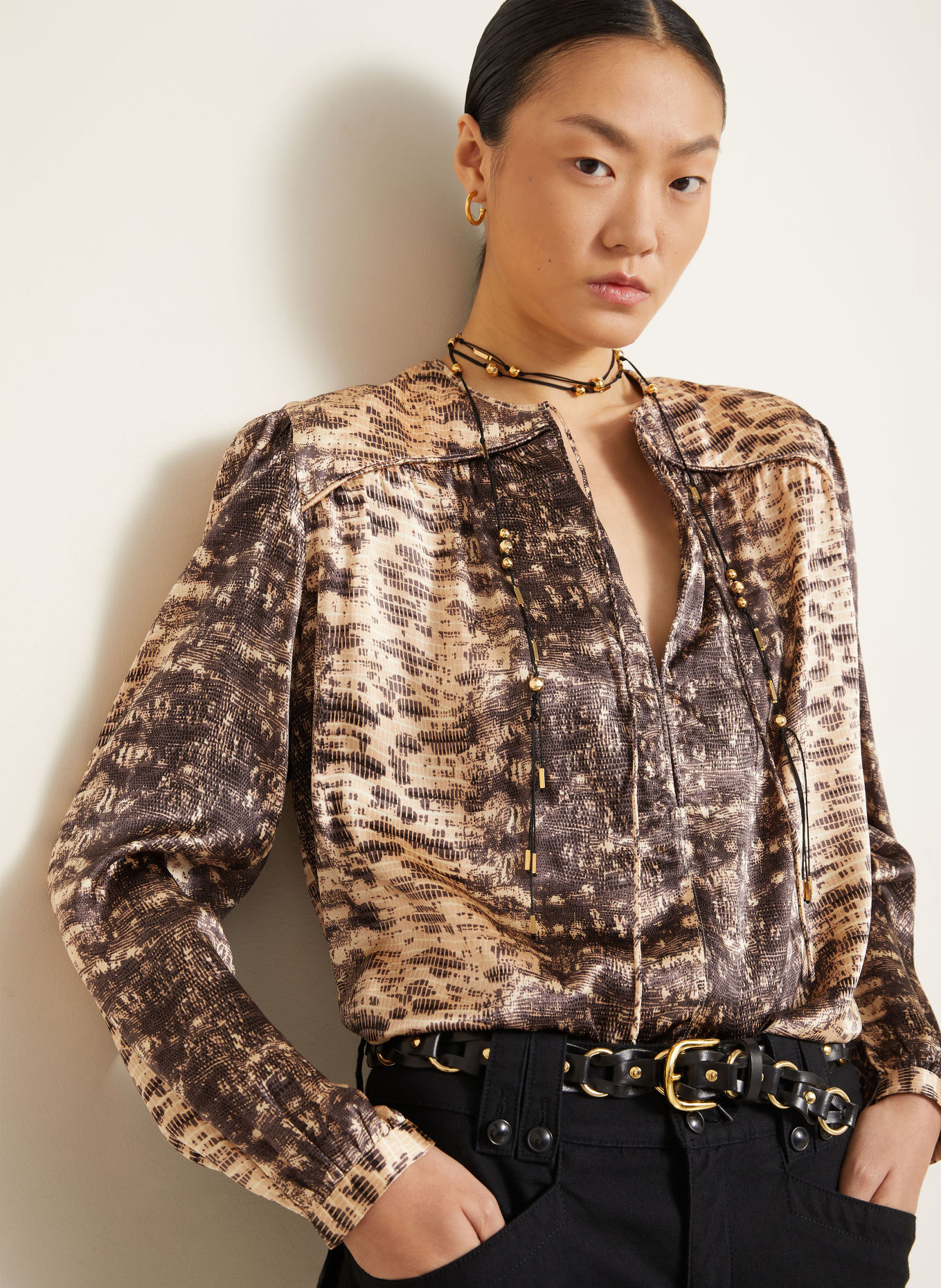 ISABEL MARANT Chemisier LARAYA en soie: BEIGE / TAUPE