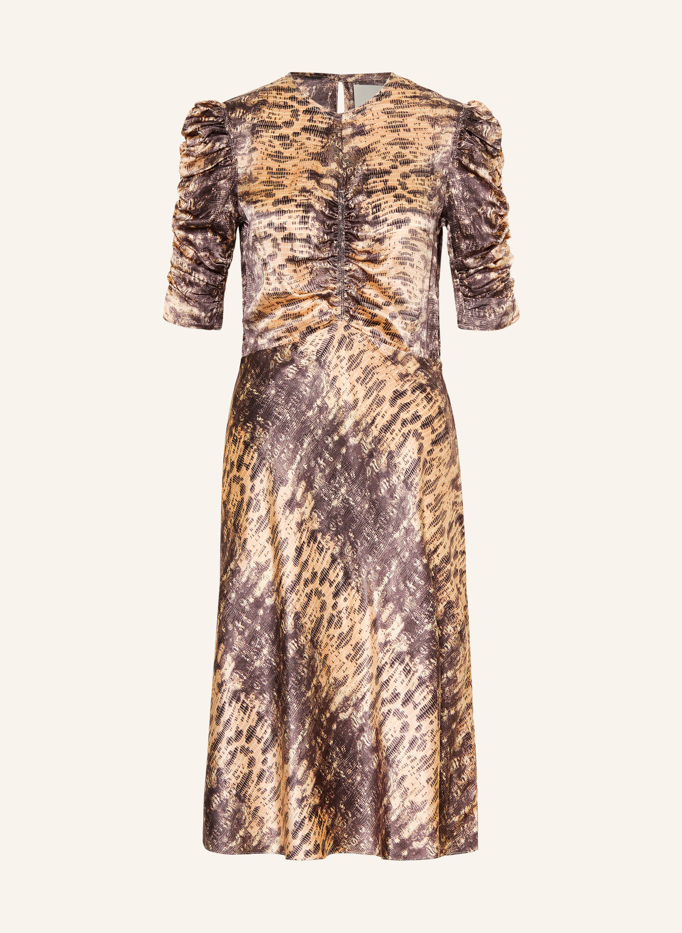 ISABEL MARANT Robe de cocktail LEMILA en soie à manches 3/4: BEIGE / TAUPE