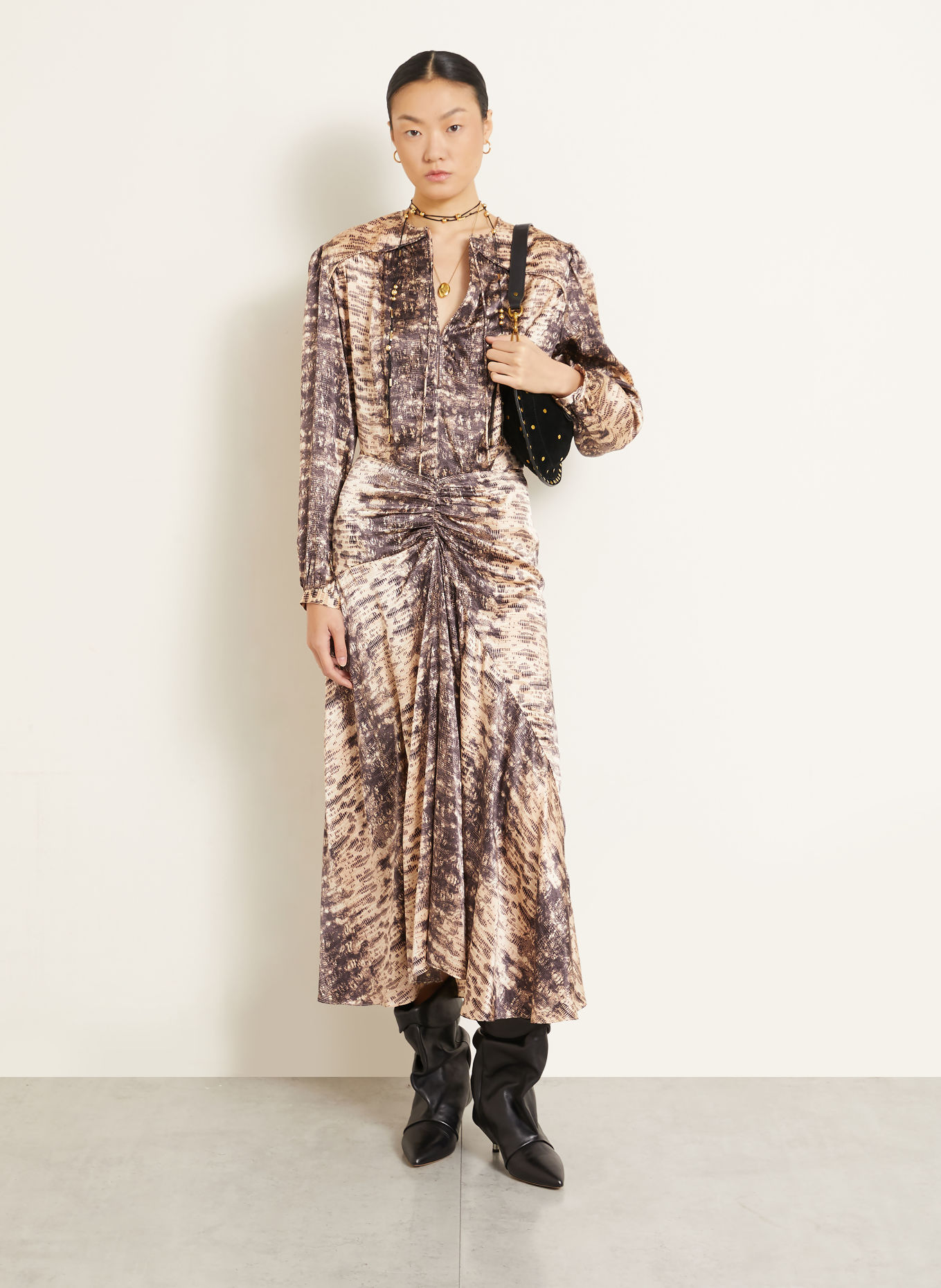 ISABEL MARANT Jupe en satin LAREN en soie: BEIGE / TAUPE