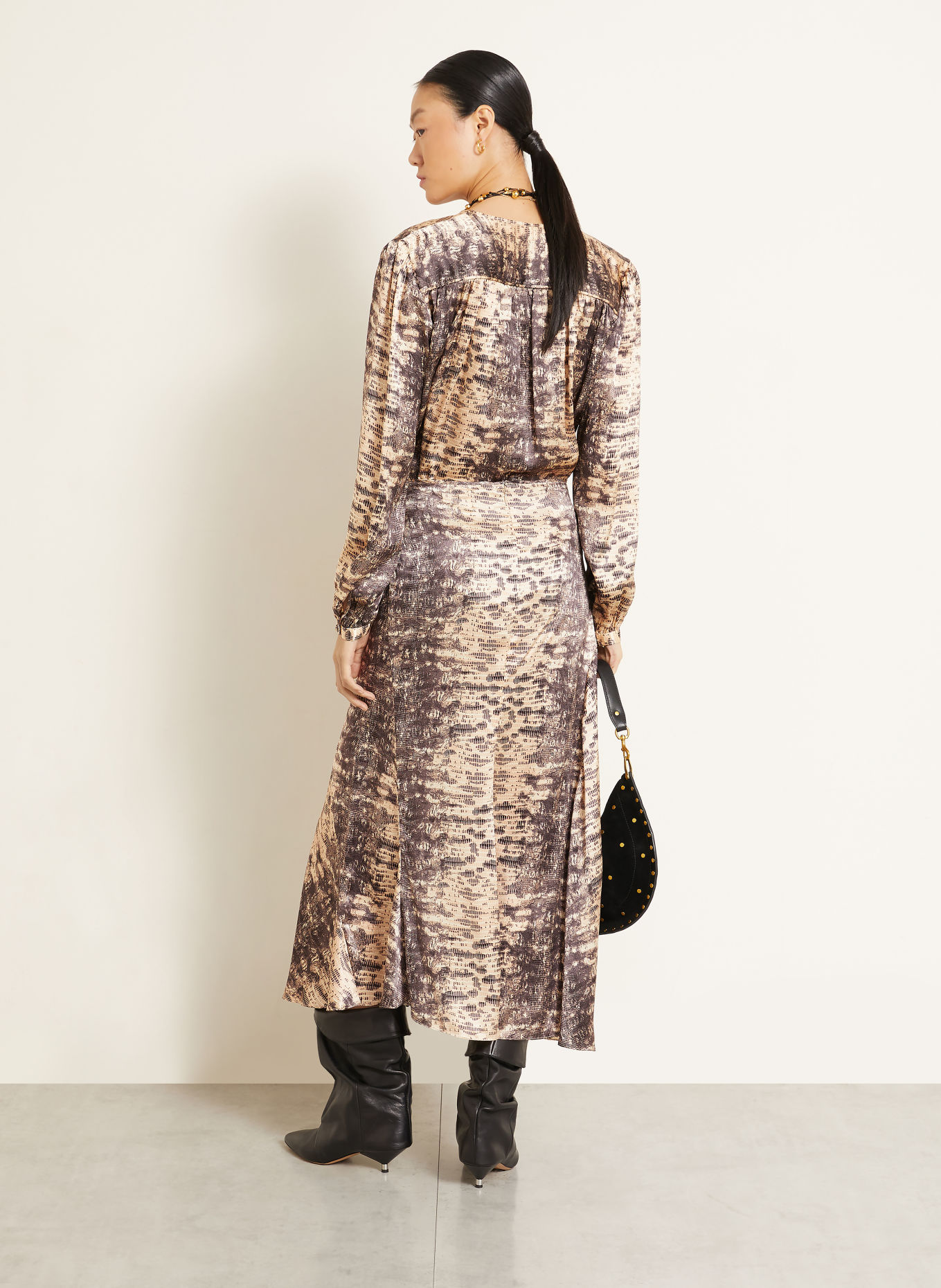 ISABEL MARANT Jupe en satin LAREN en soie: BEIGE / TAUPE