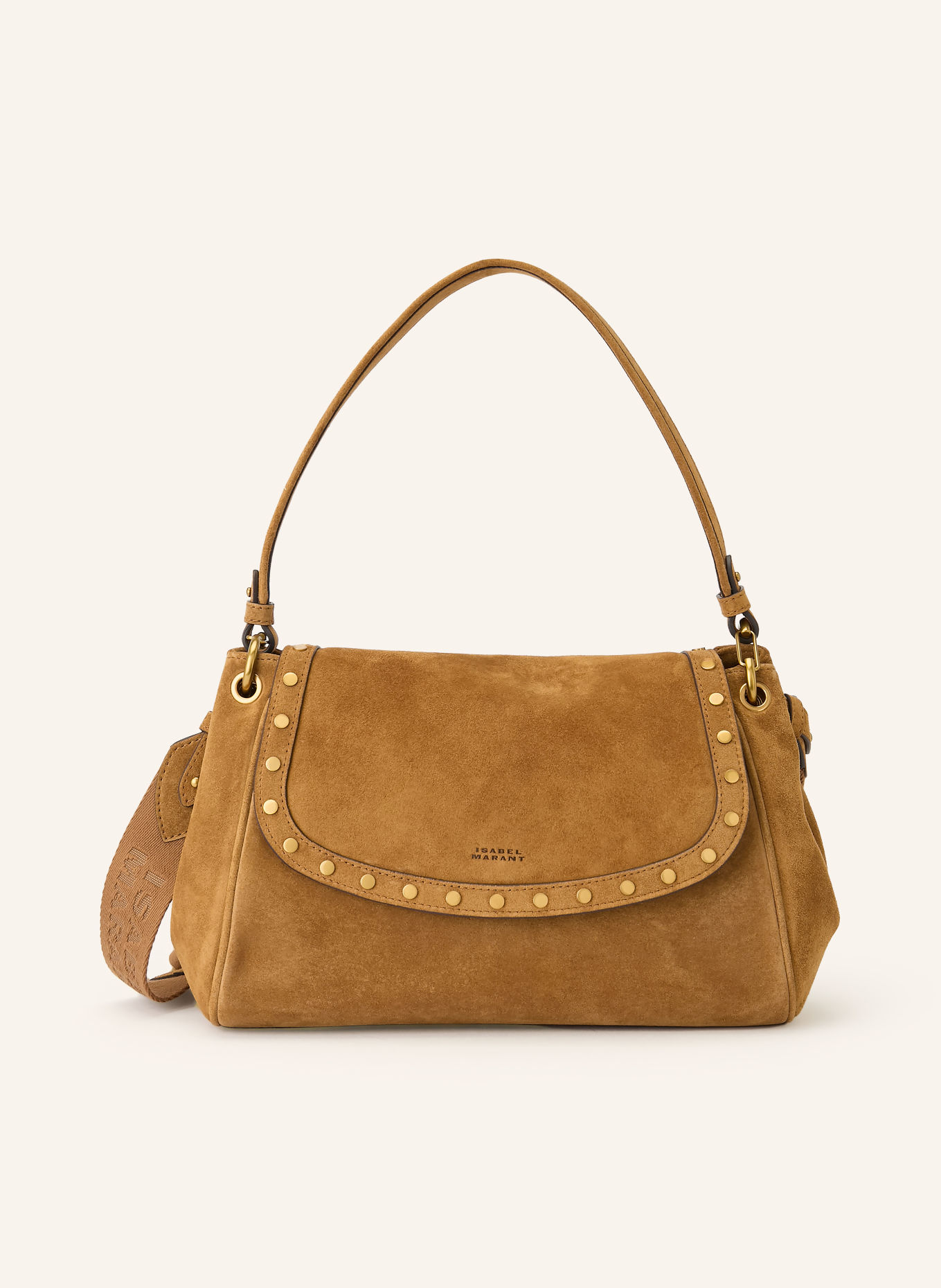 ISABEL MARANT Handtasche CHANY MEDIUM mit Nieten: COGNAC / GOLD