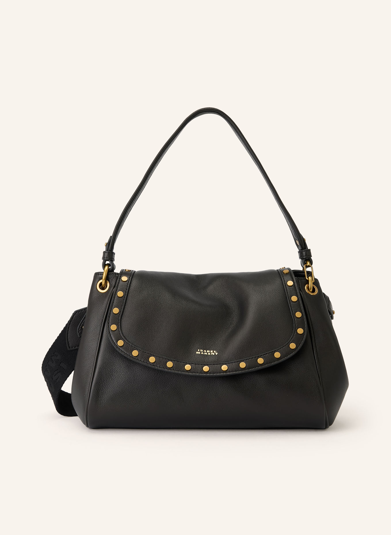ISABEL MARANT Handtasche CHANY MEDIUM mit Nieten: SCHWARZ / GOLD