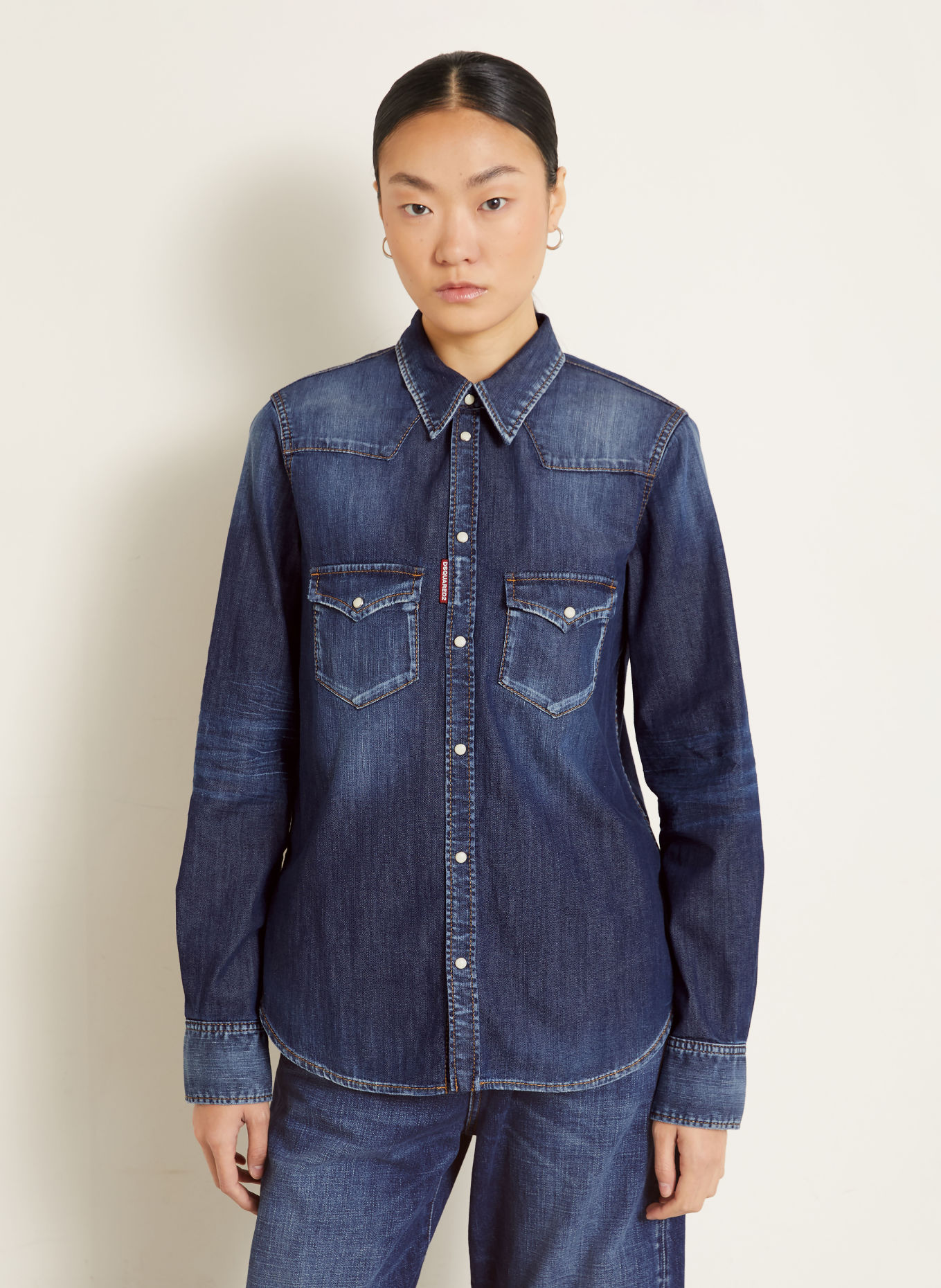 DSQUARED2 Jeansblus: MÖRKBLÅ