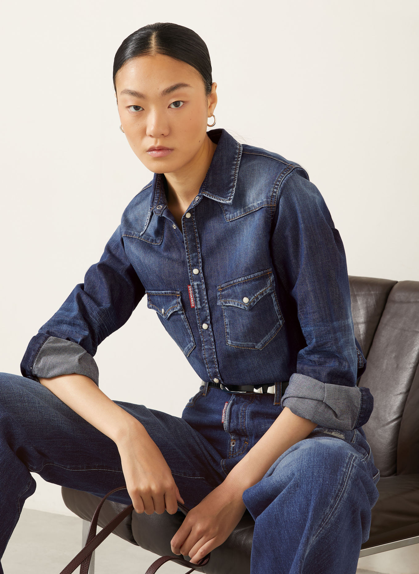DSQUARED2 Jeansblus: MÖRKBLÅ