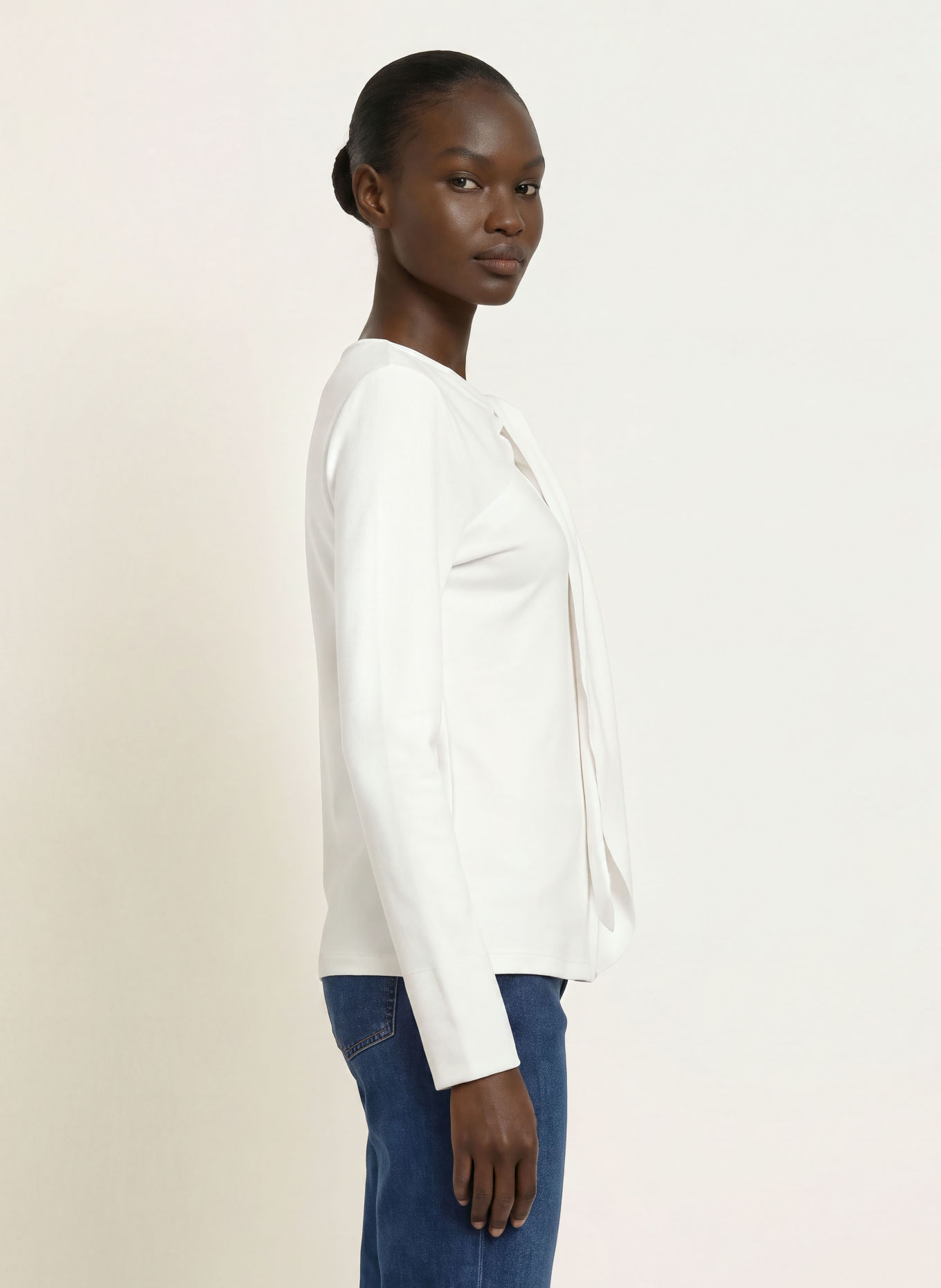 lilienfels Long-sleeve shirt with Bow Tie: WHITE