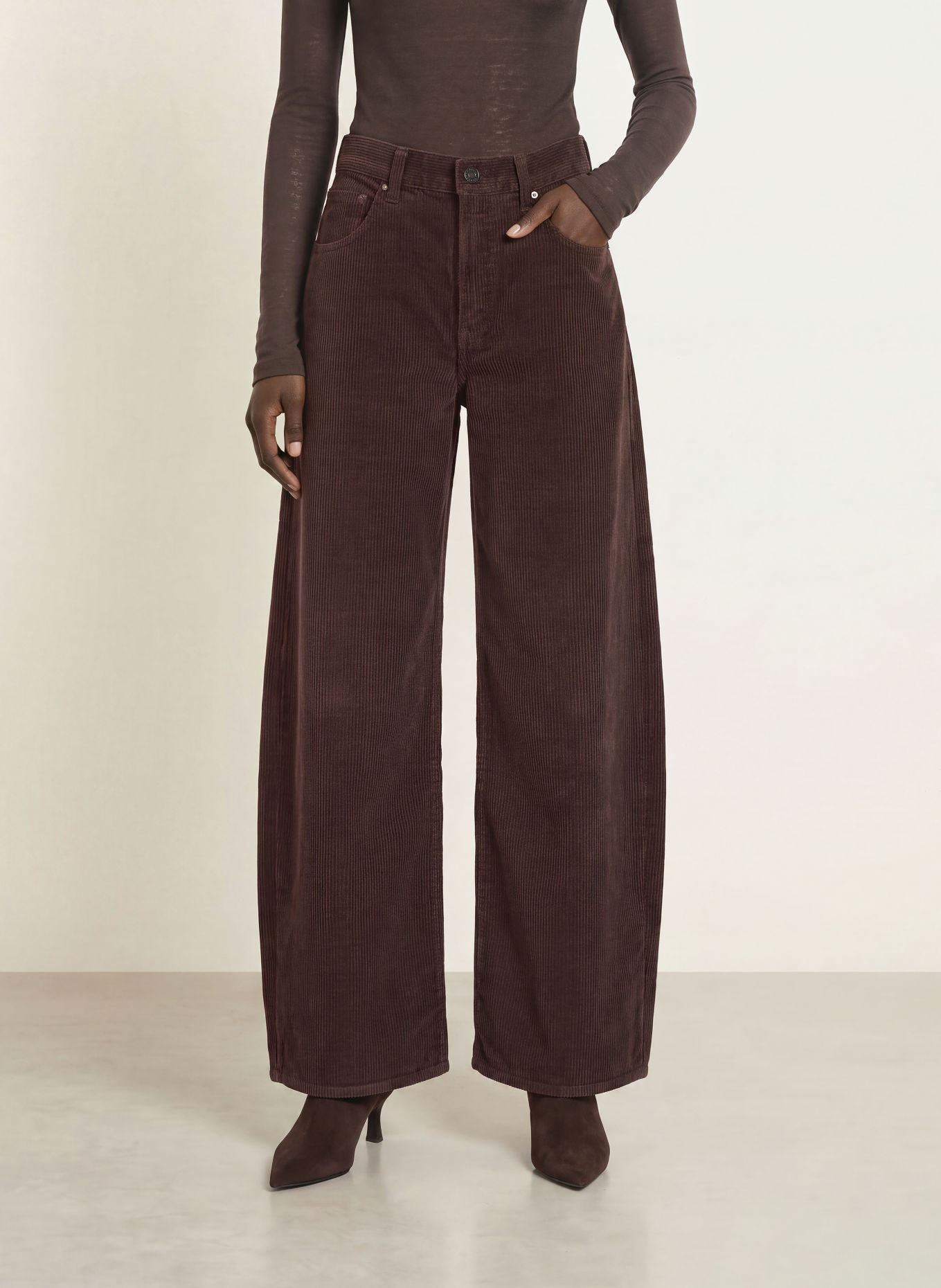 AGOLDE Pantalon en velours côtelé, coupe décontractée: fger forge (dk neutral brown)