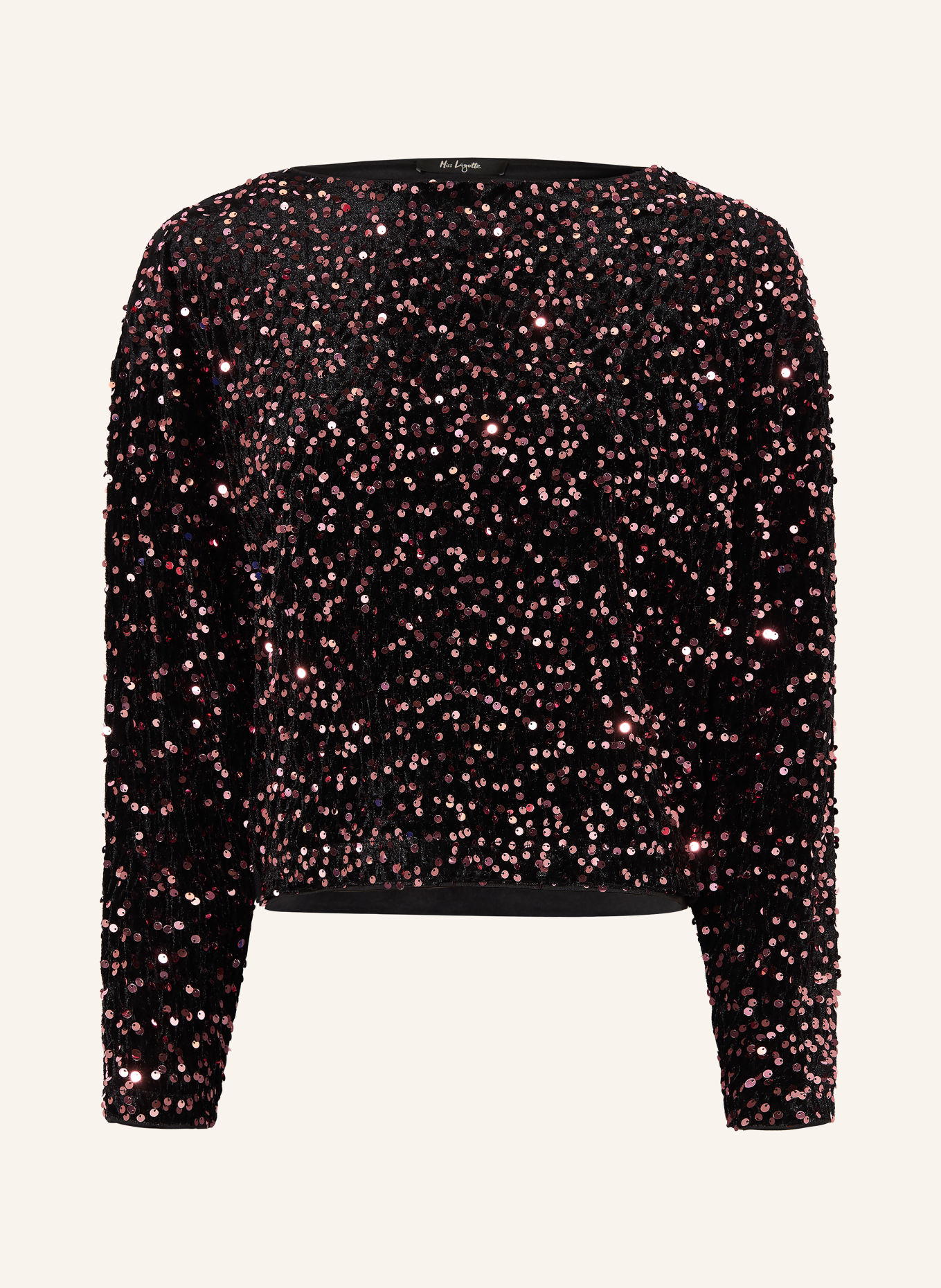 Miss Lagotte Nicki-shirt met pailletten: DONKERROOD