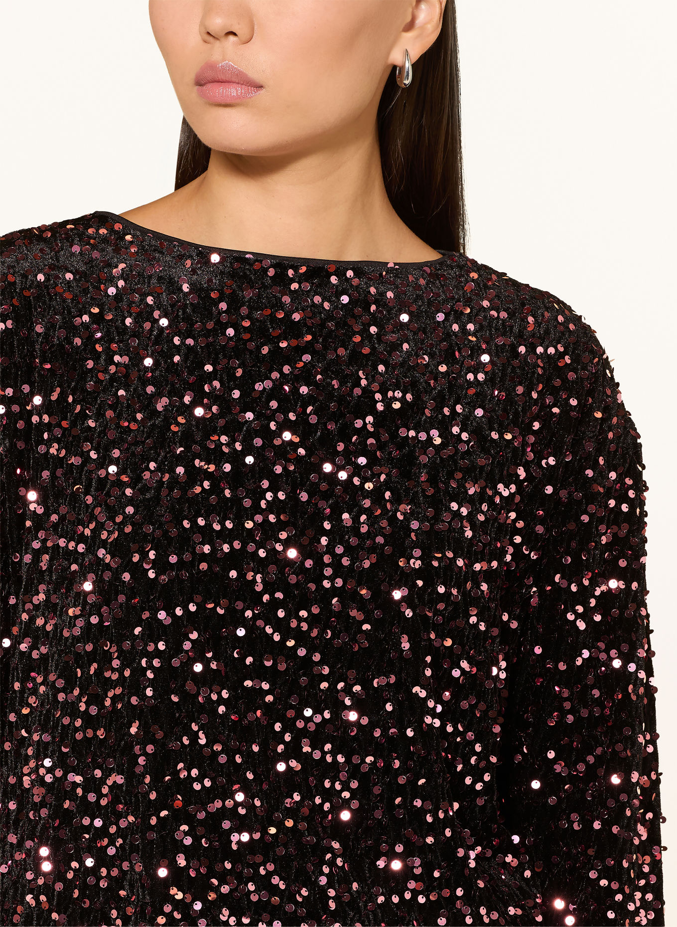 Miss Lagotte Nicki-shirt met pailletten: DONKERROOD