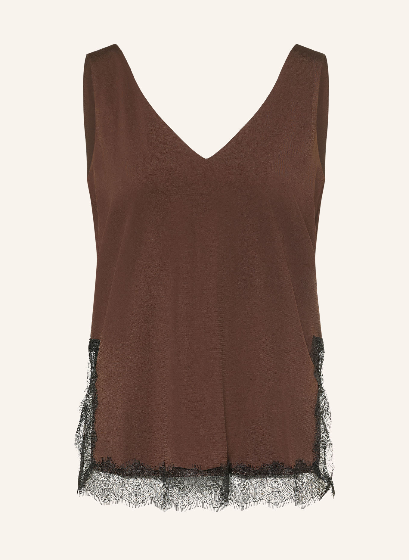 Miss Lagotte Blousetop met kant: MARRON FONCÉ