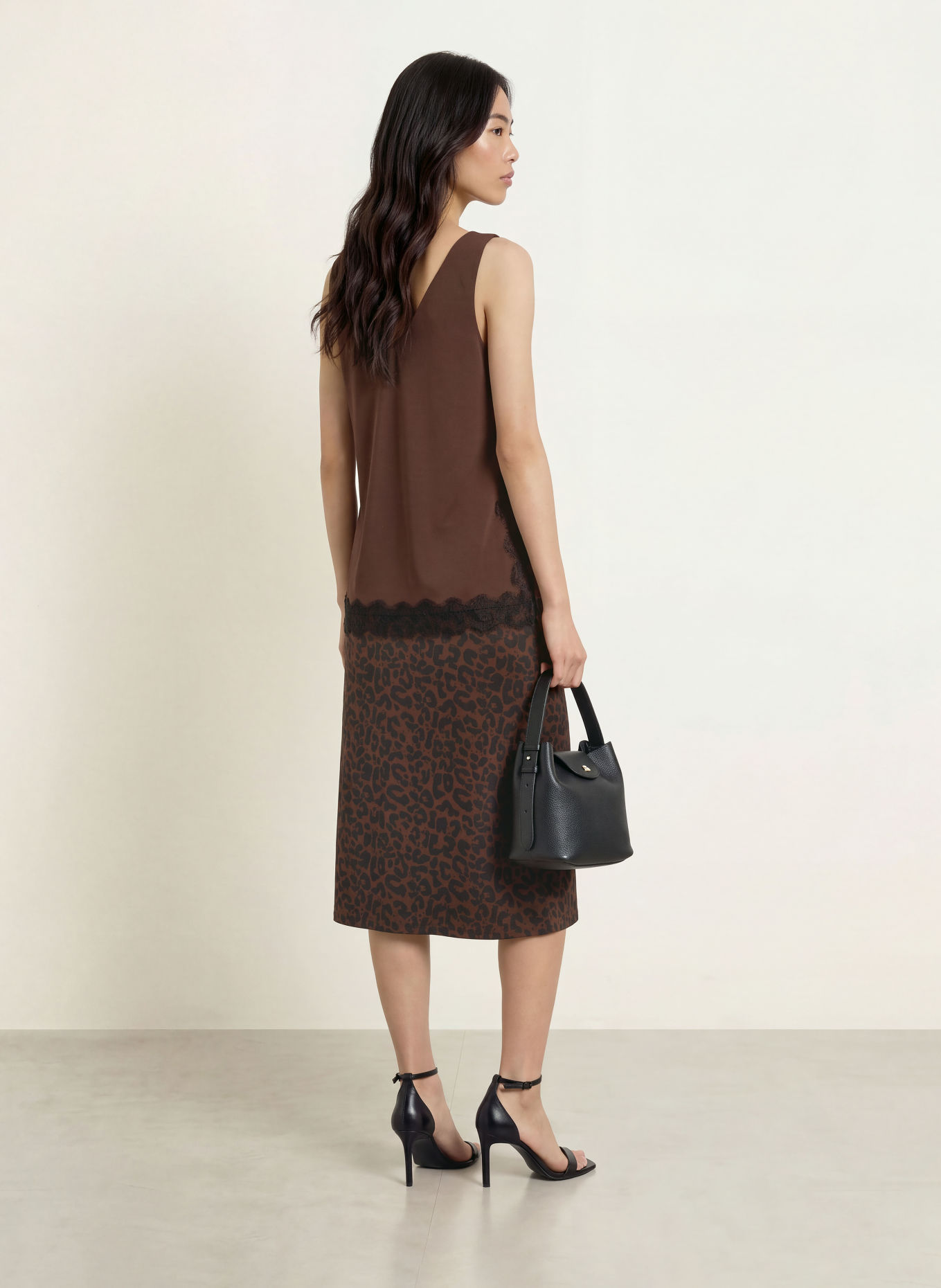 Miss Lagotte Blousetop met kant: MARRON FONCÉ