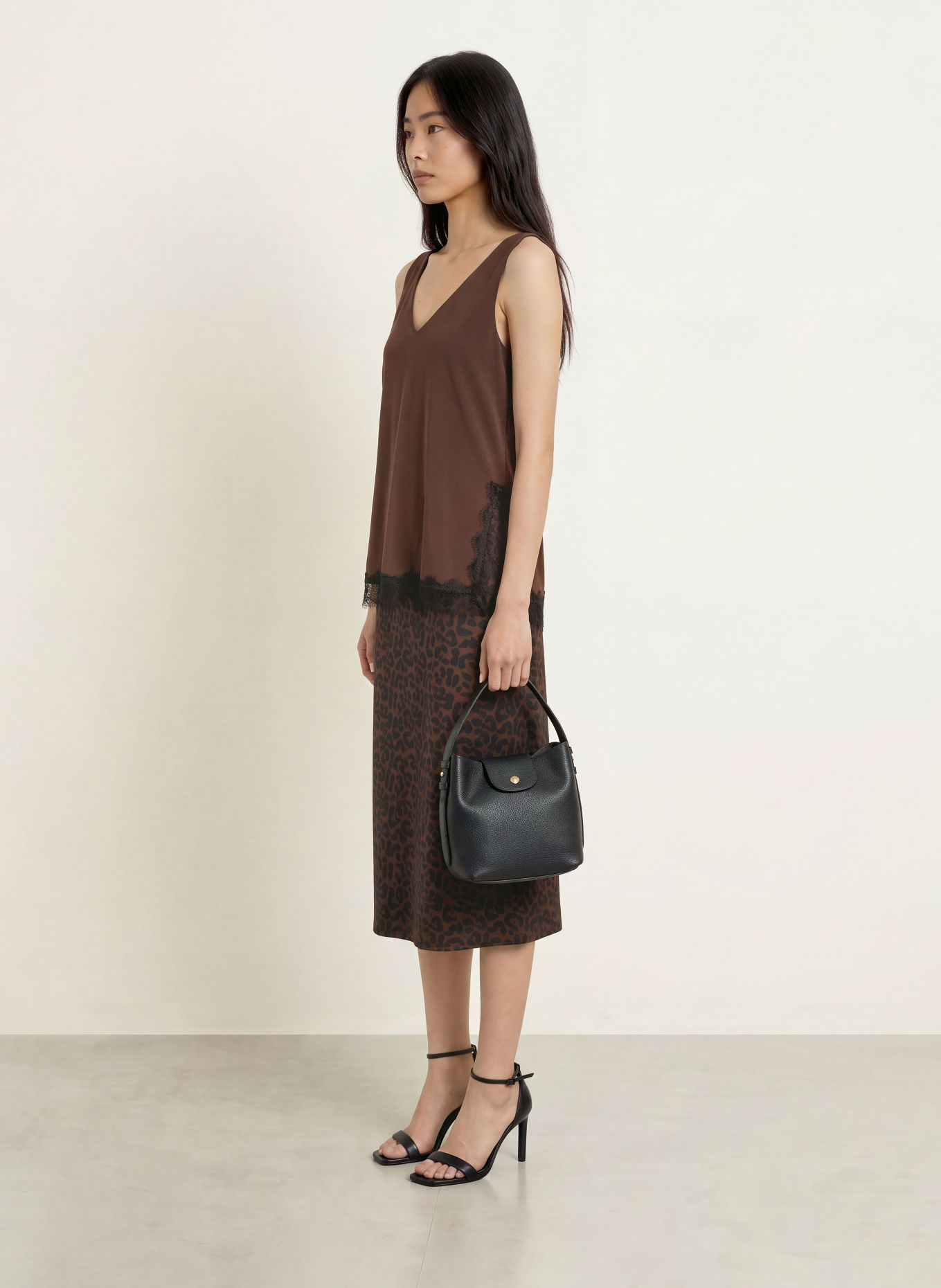 Miss Lagotte Blousetop met kant: MARRON FONCÉ