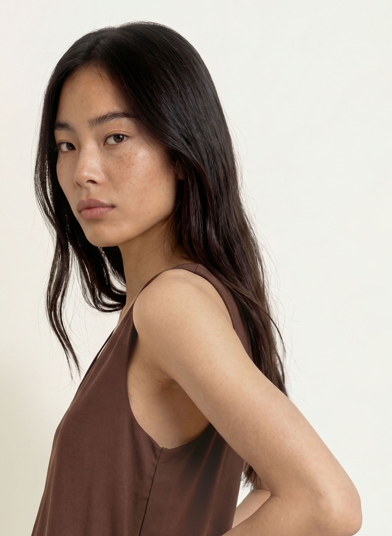 Miss Lagotte Blousetop met kant: MARRON FONCÉ