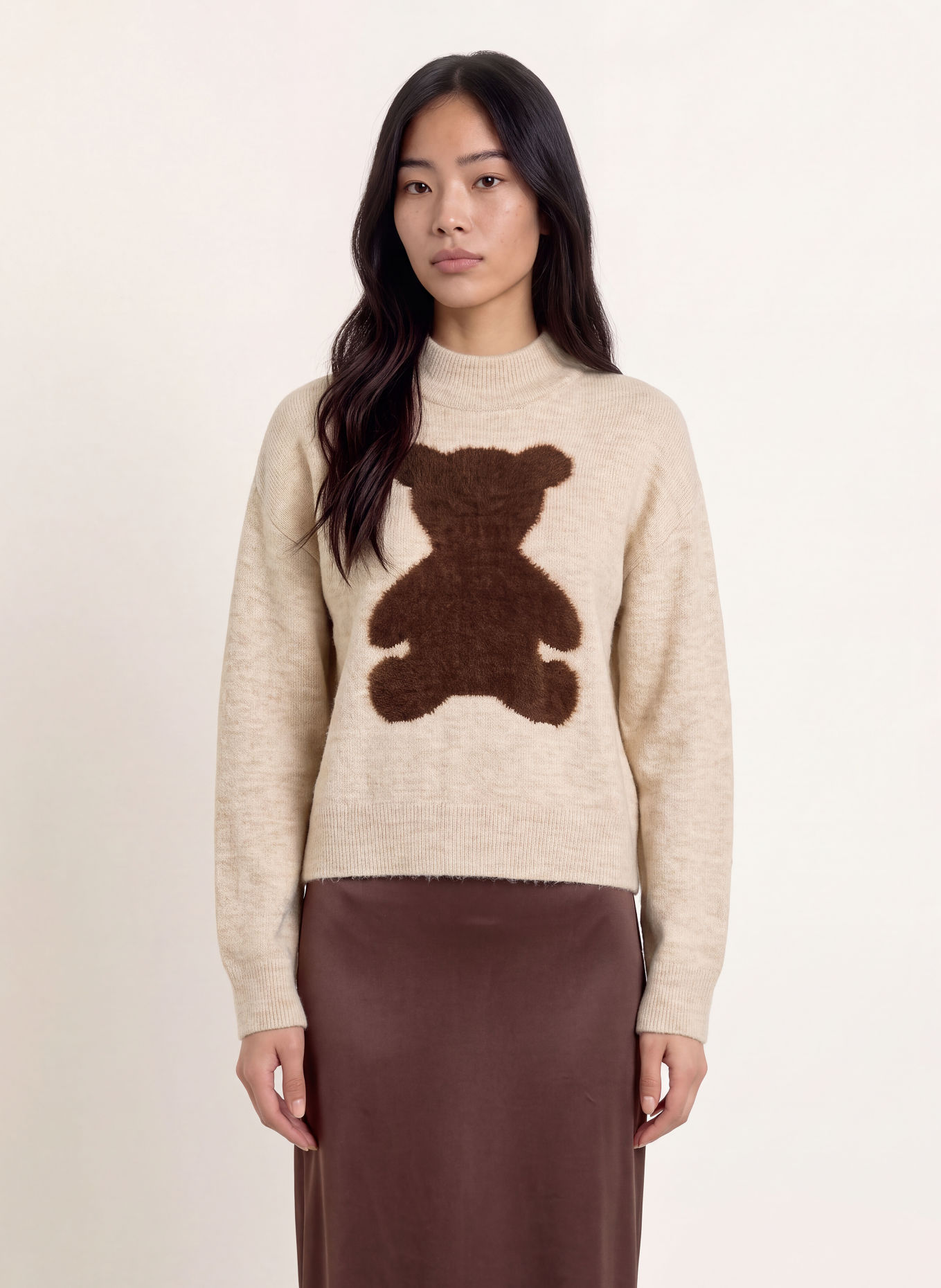 Miss Lagotte Pull: BEIGE / MARRON FONCÉ