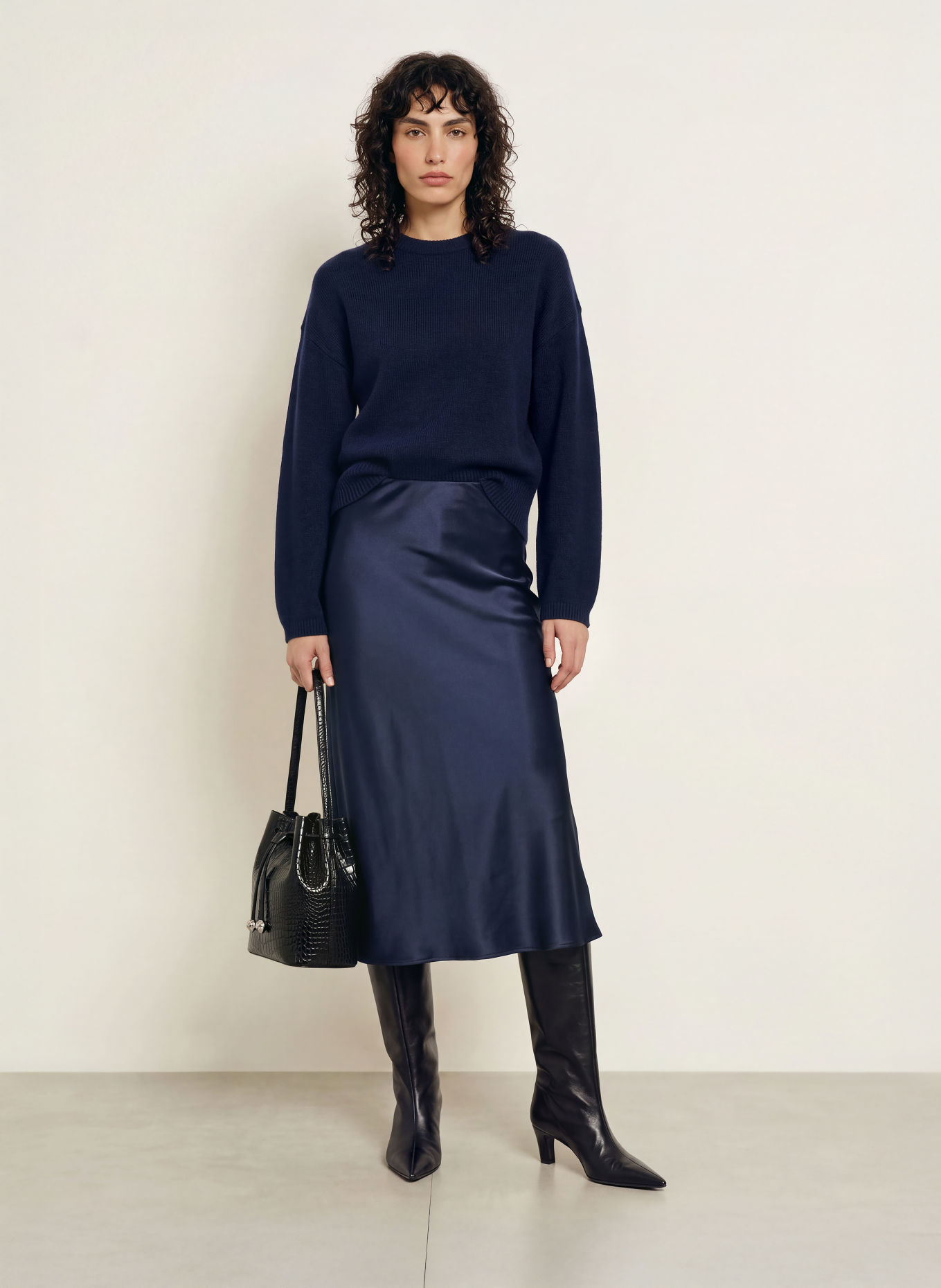 LADNERI Pull en cachemire FEDE: BLEU FONCÉ