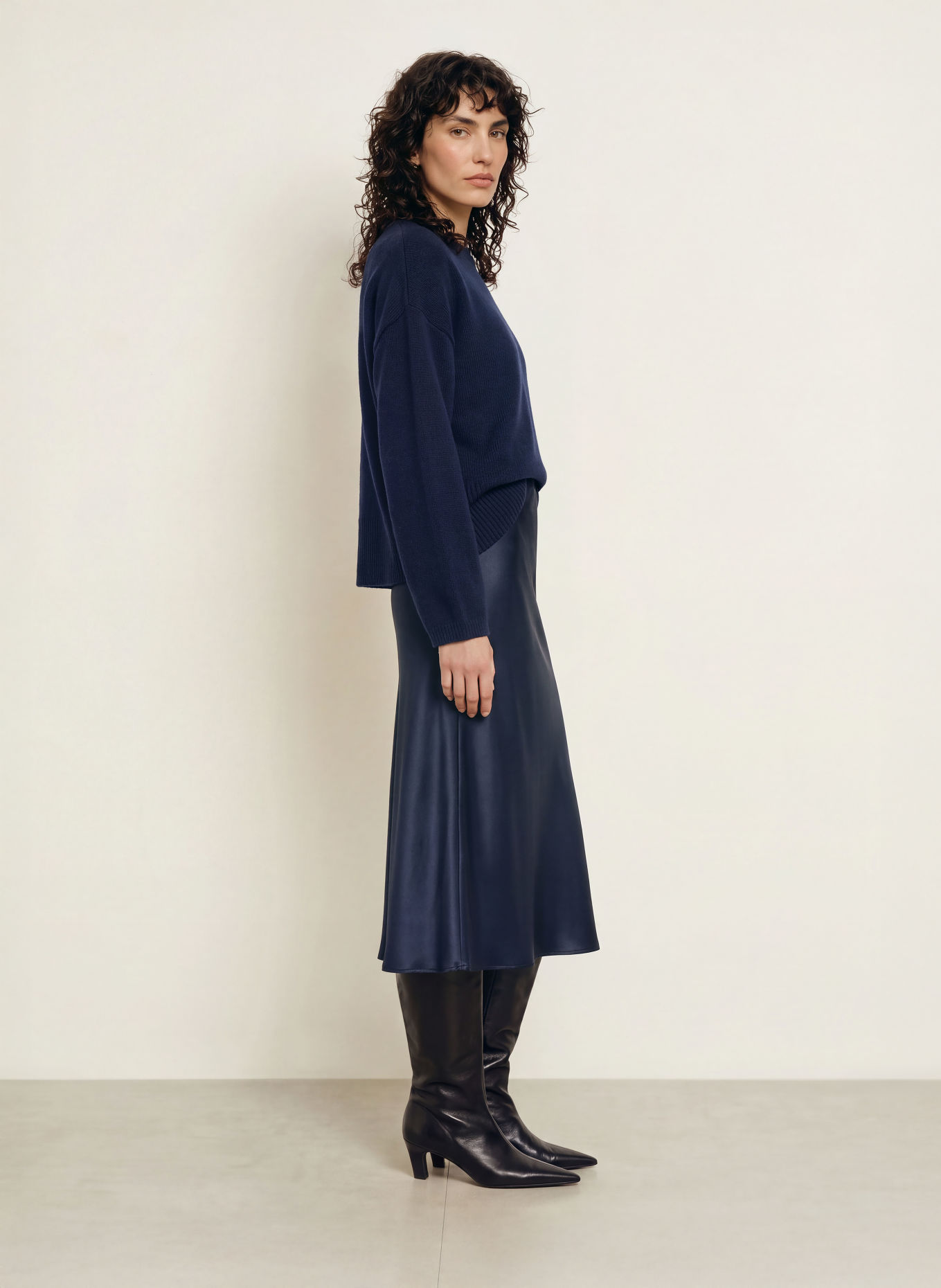 LADNERI Pull en cachemire FEDE: BLEU FONCÉ