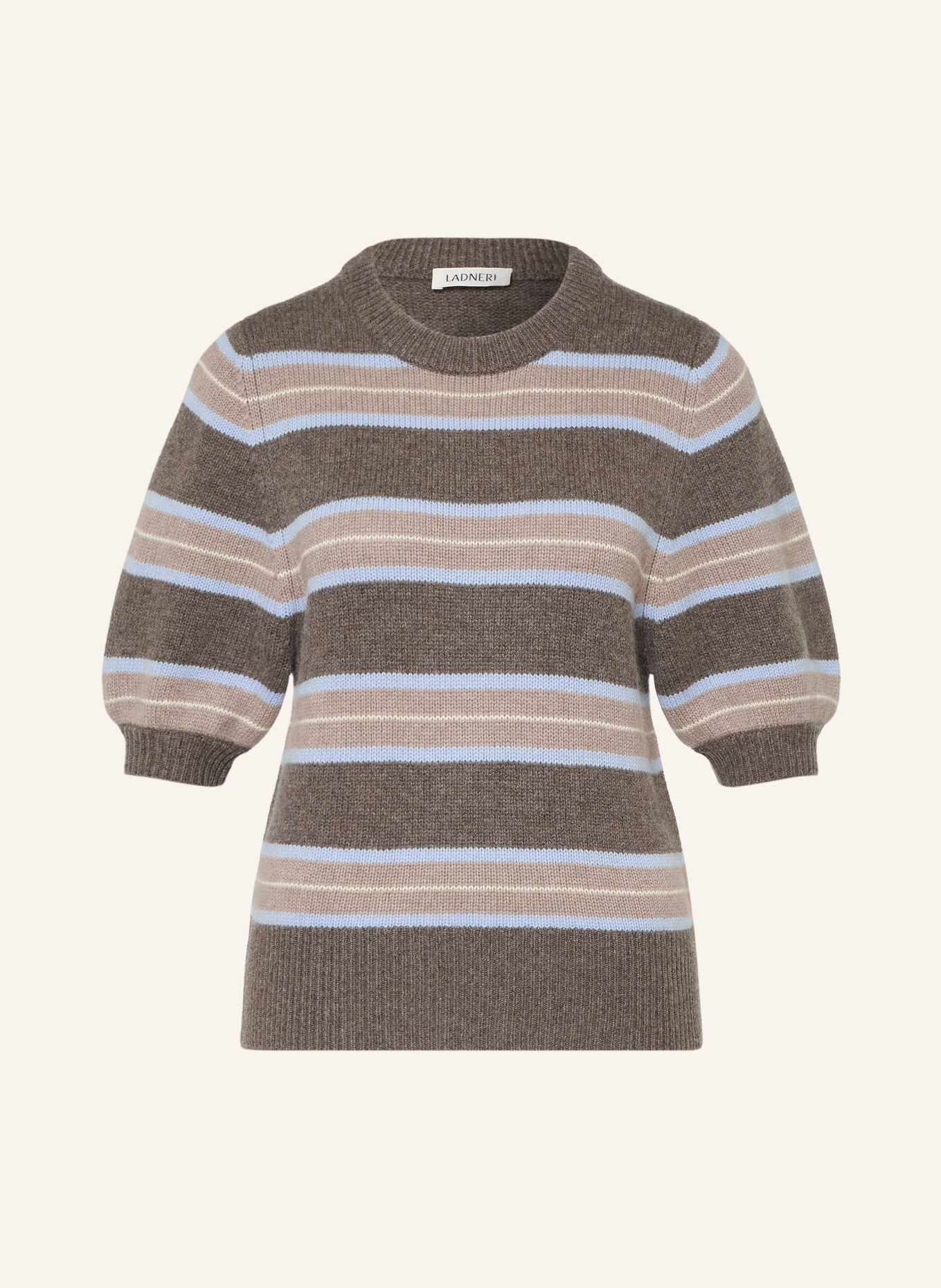 LADNERI Gebreid shirt POUPETTE met kasjmier: TAUPE / BEIGE / LICHTBLAUW