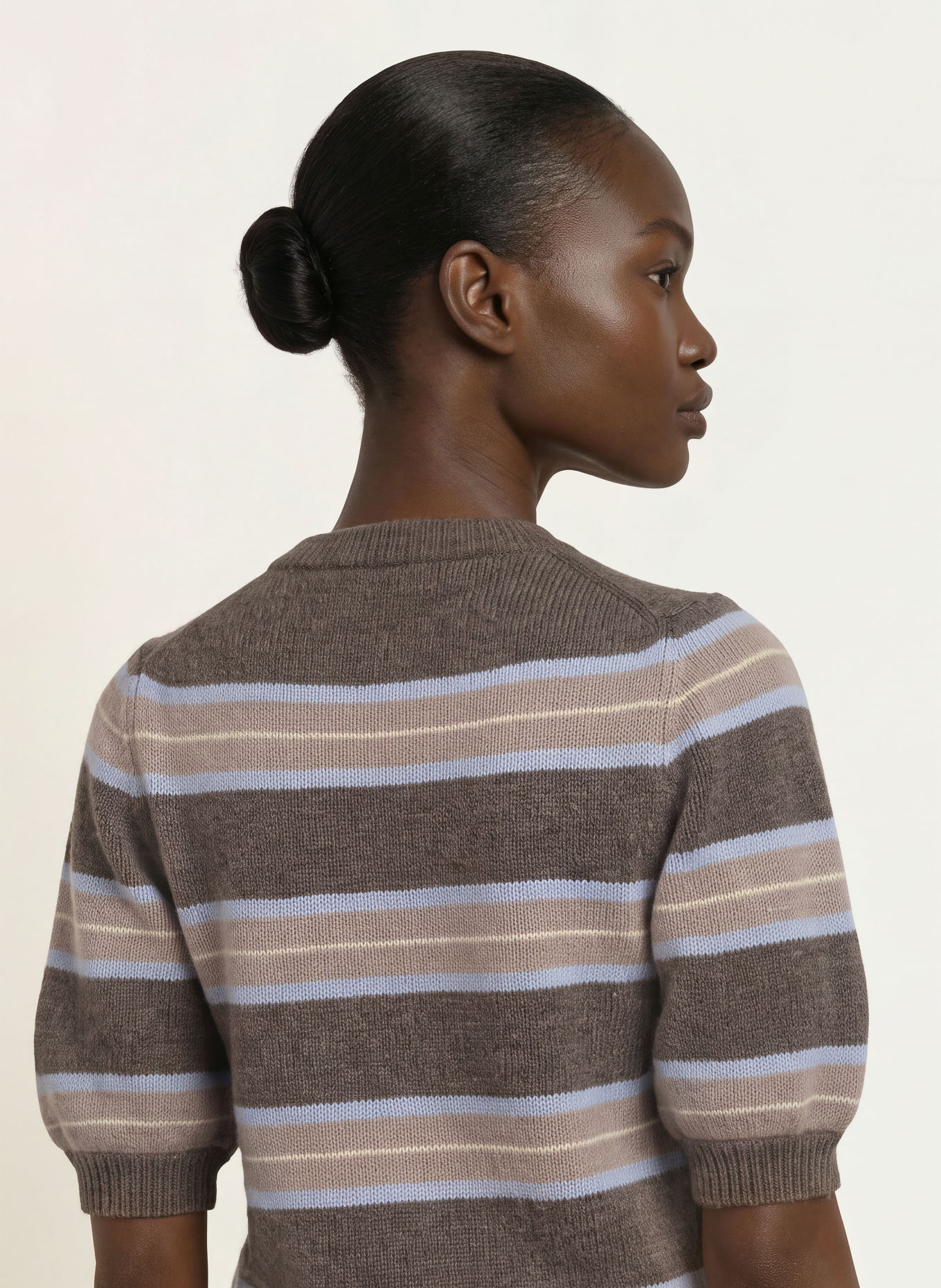 LADNERI Gebreid shirt POUPETTE met kasjmier: TAUPE / BEIGE / LICHTBLAUW