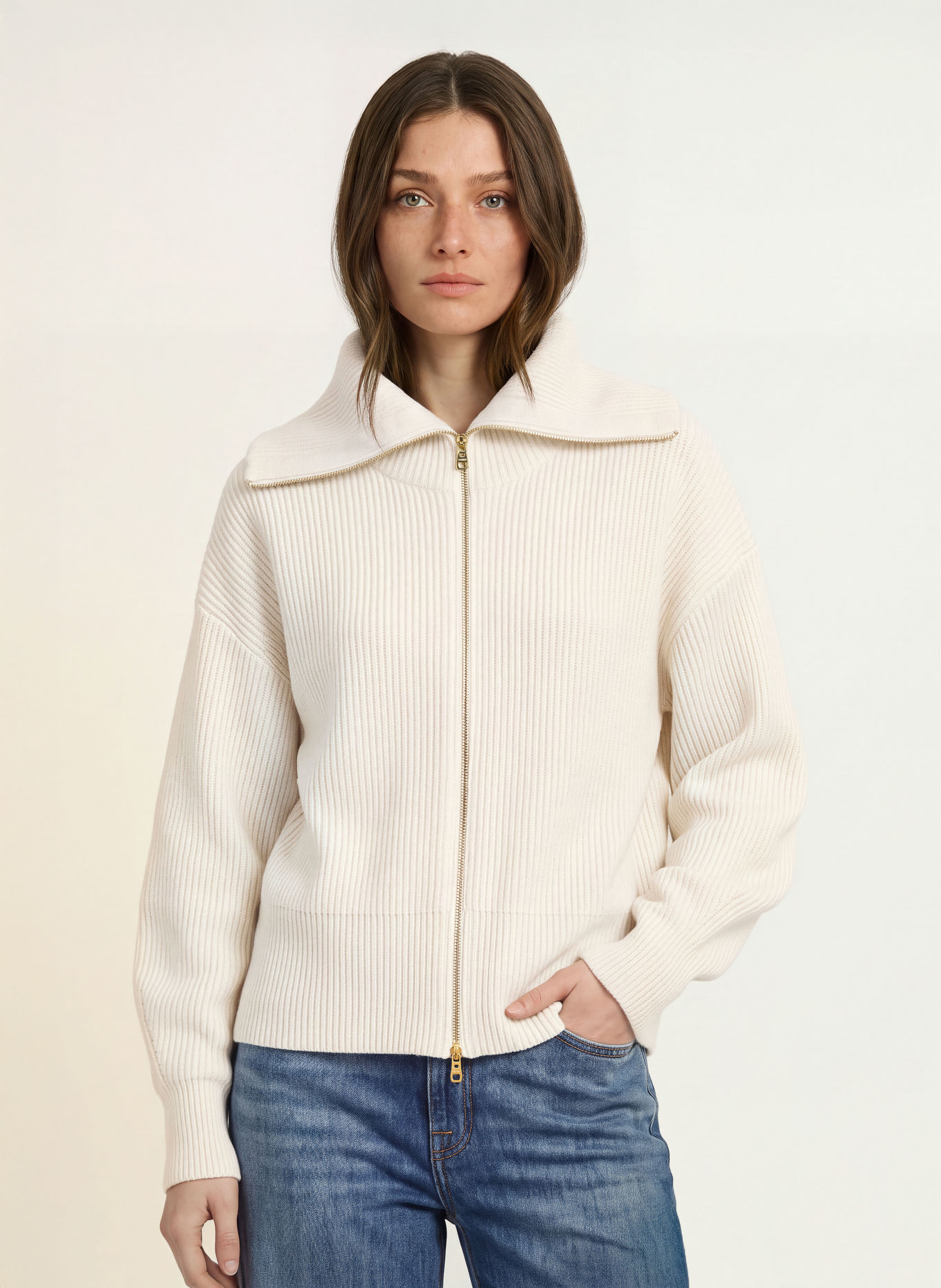 LADNERI Vest AMELIE met kasjmier: CRÈME