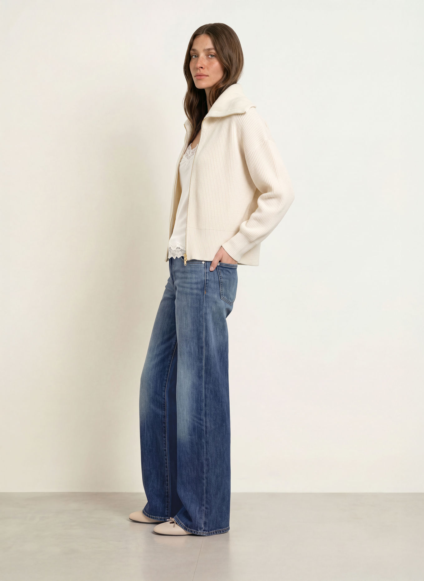 LADNERI Vest AMELIE met kasjmier: CRÈME