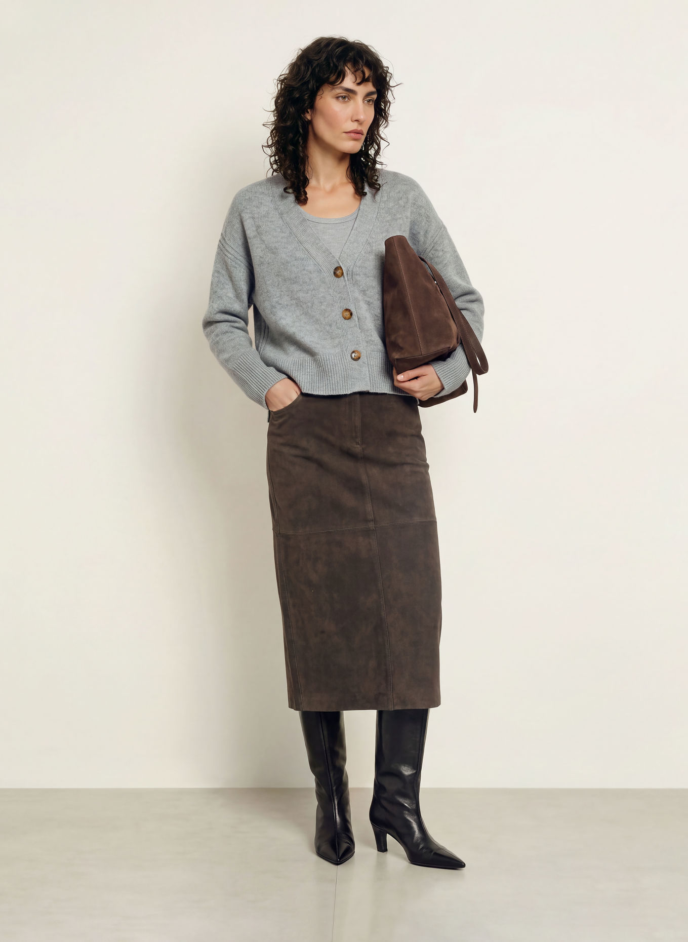 LADNERI Vest LUCE met kasjmier: GRIJS