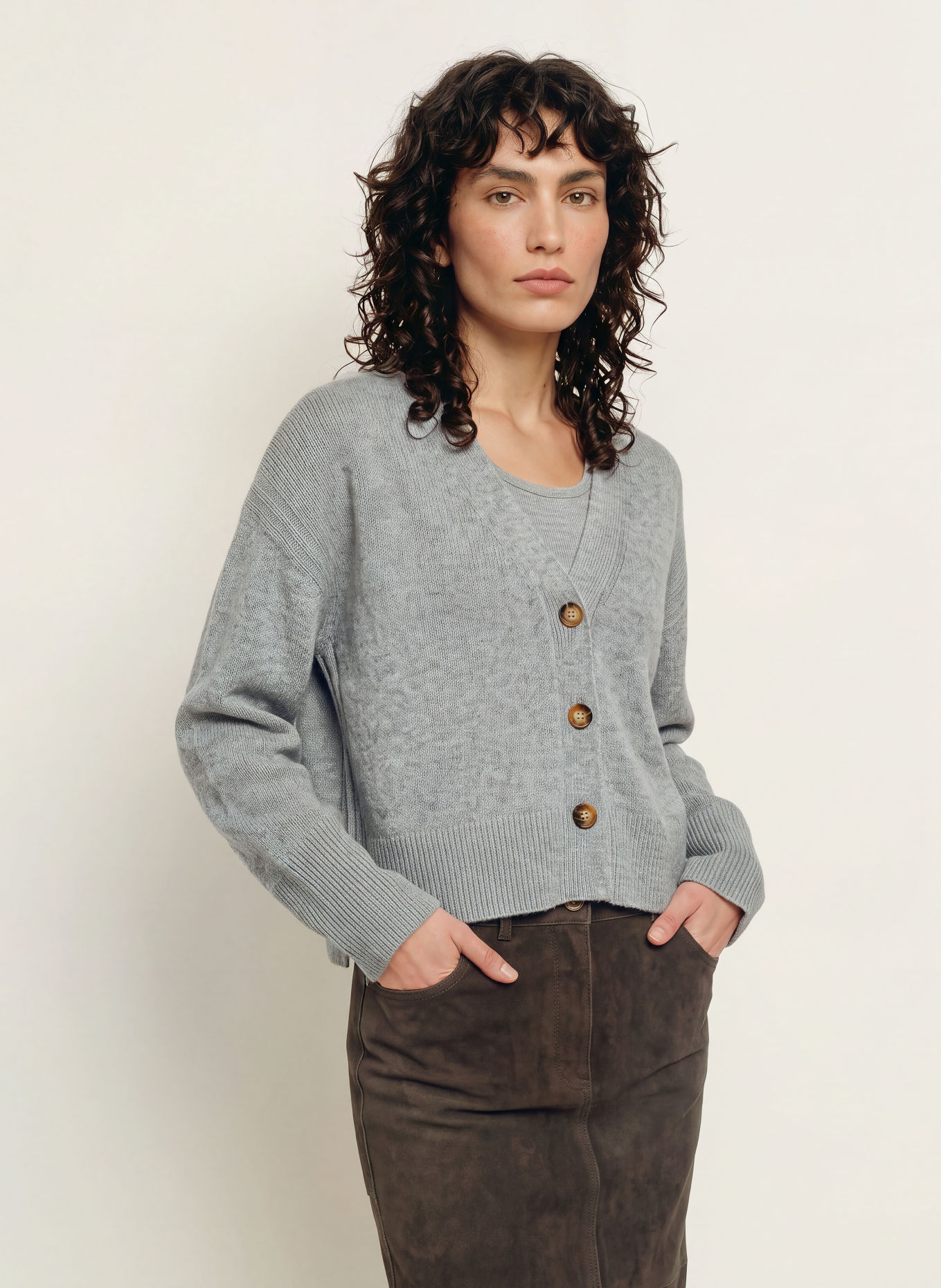 LADNERI Vest LUCE met kasjmier: GRIJS