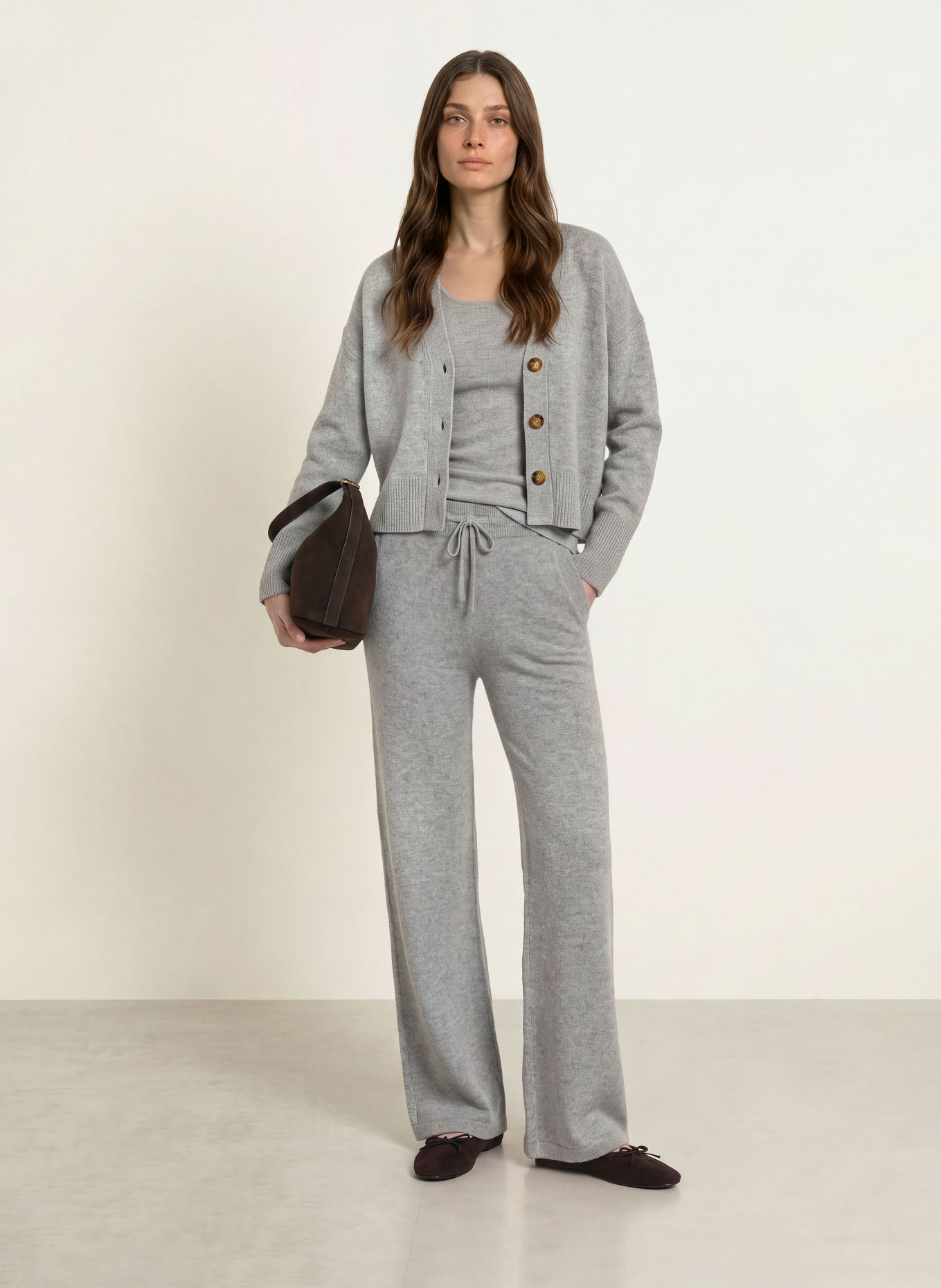 LADNERI LILL Knitted Pants with Cashmere: GRAY