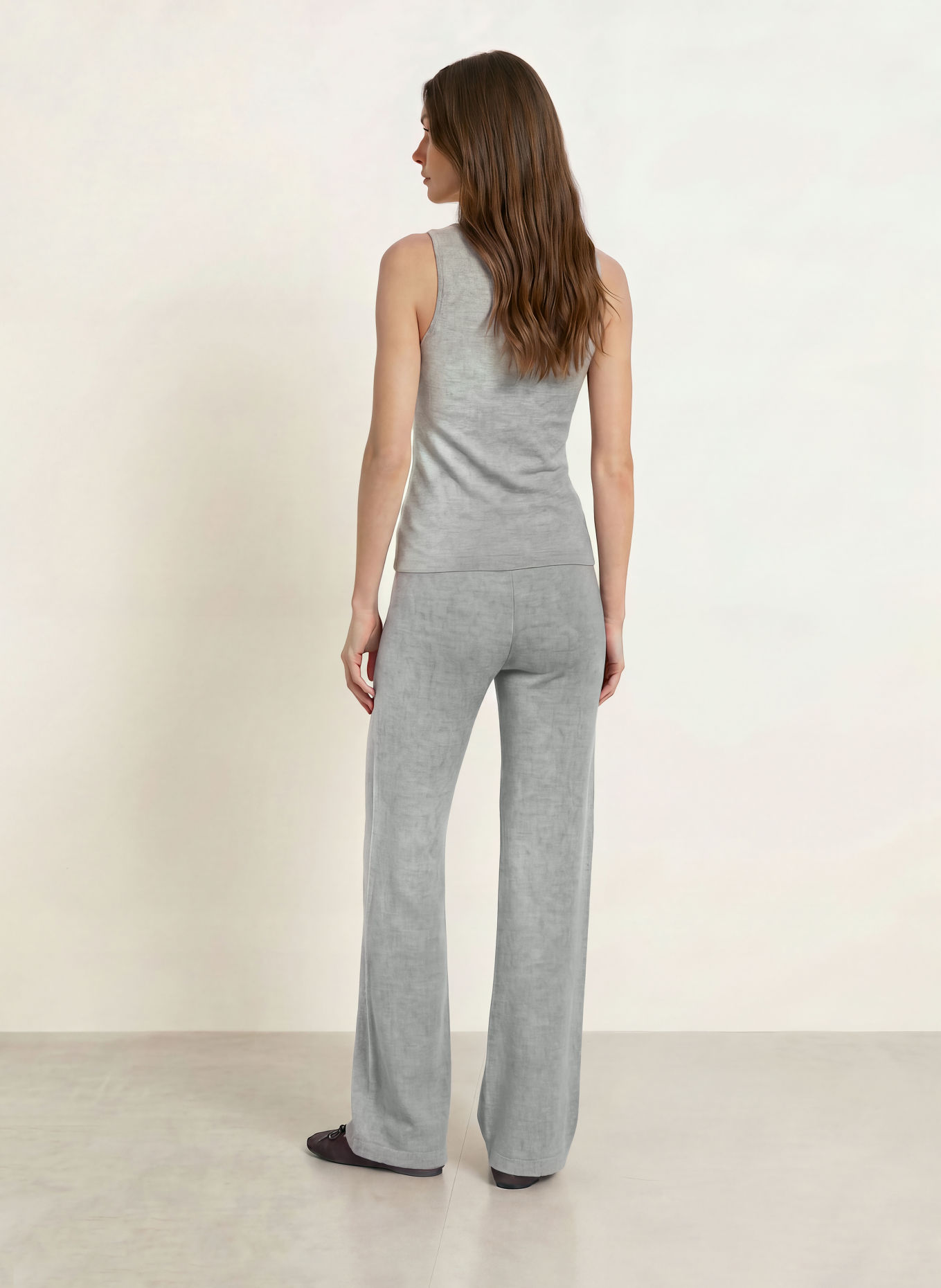 LADNERI LILL Knitted Pants with Cashmere: GRAY