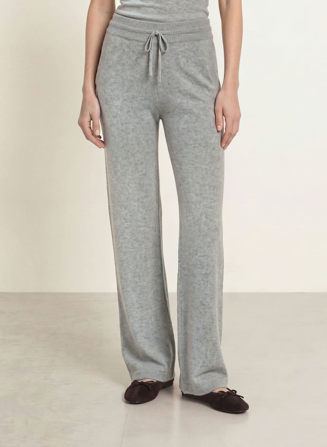 LADNERI LILL Knitted Pants with Cashmere: GRAY