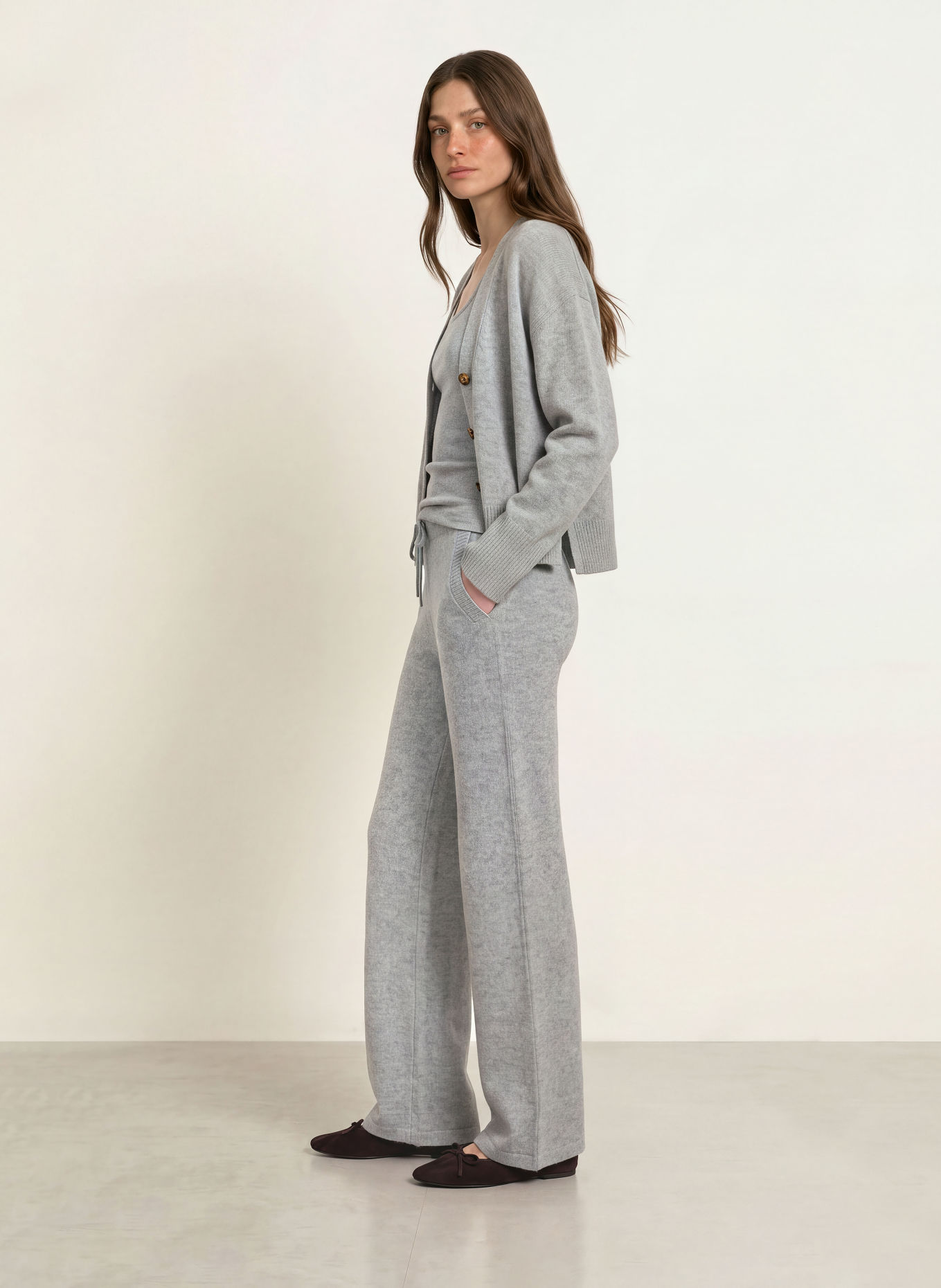 LADNERI LILL Knitted Pants with Cashmere: GRAY