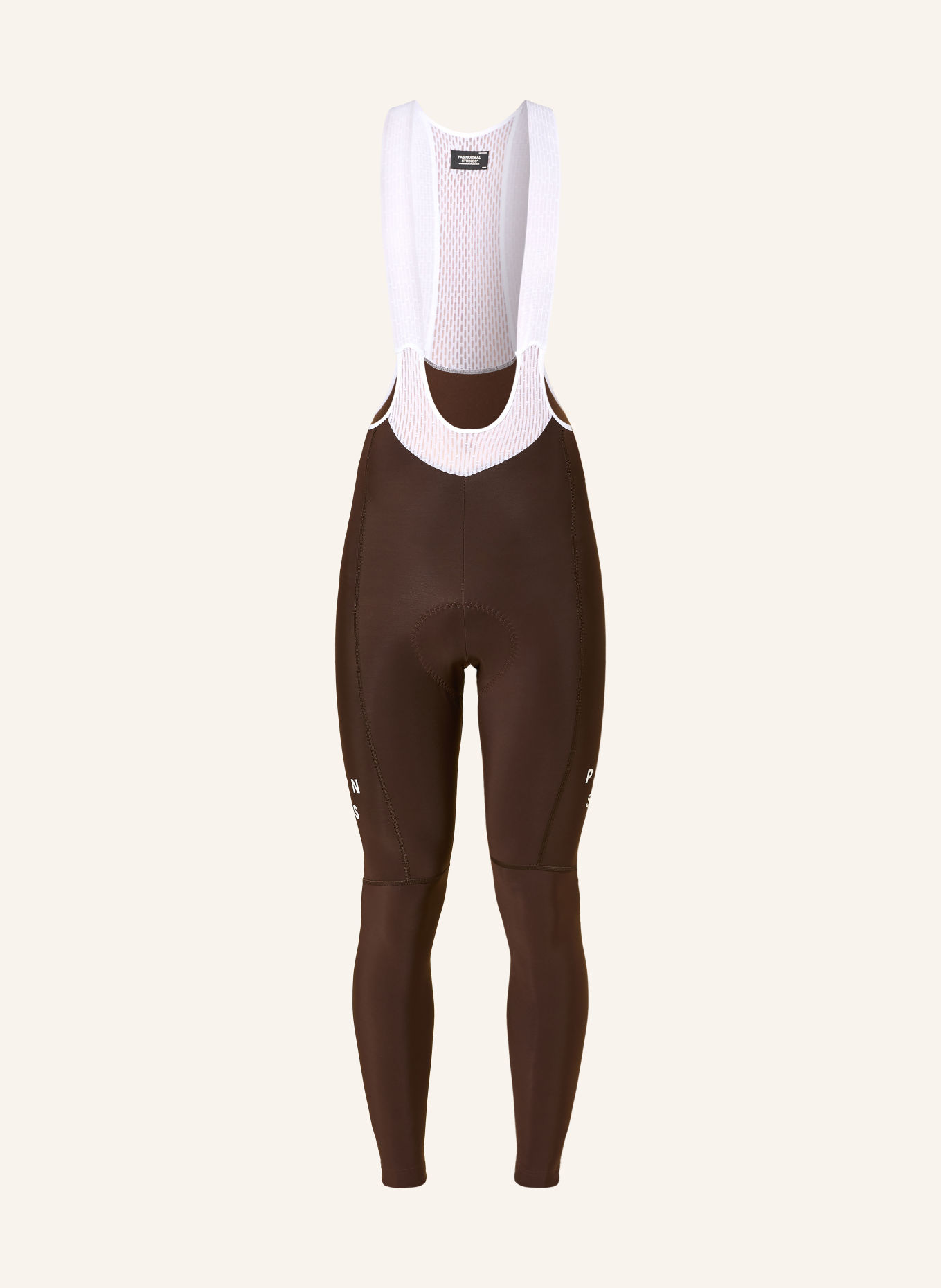 PAS NORMAL STUDIOS Cykelbyxor MECHANISM THERMAL LONG BIBS med hängslen och vadderad ilägg: MÖRKBRUN / VIT