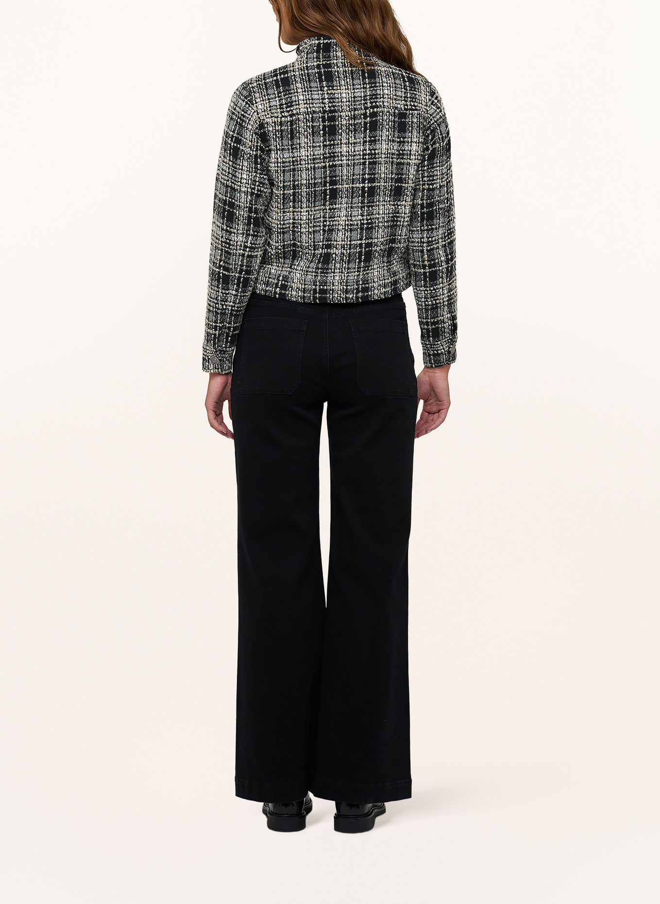 dea kudibal Veste boxy WILMA en tweed: NOIR / CRÈME / GRIS