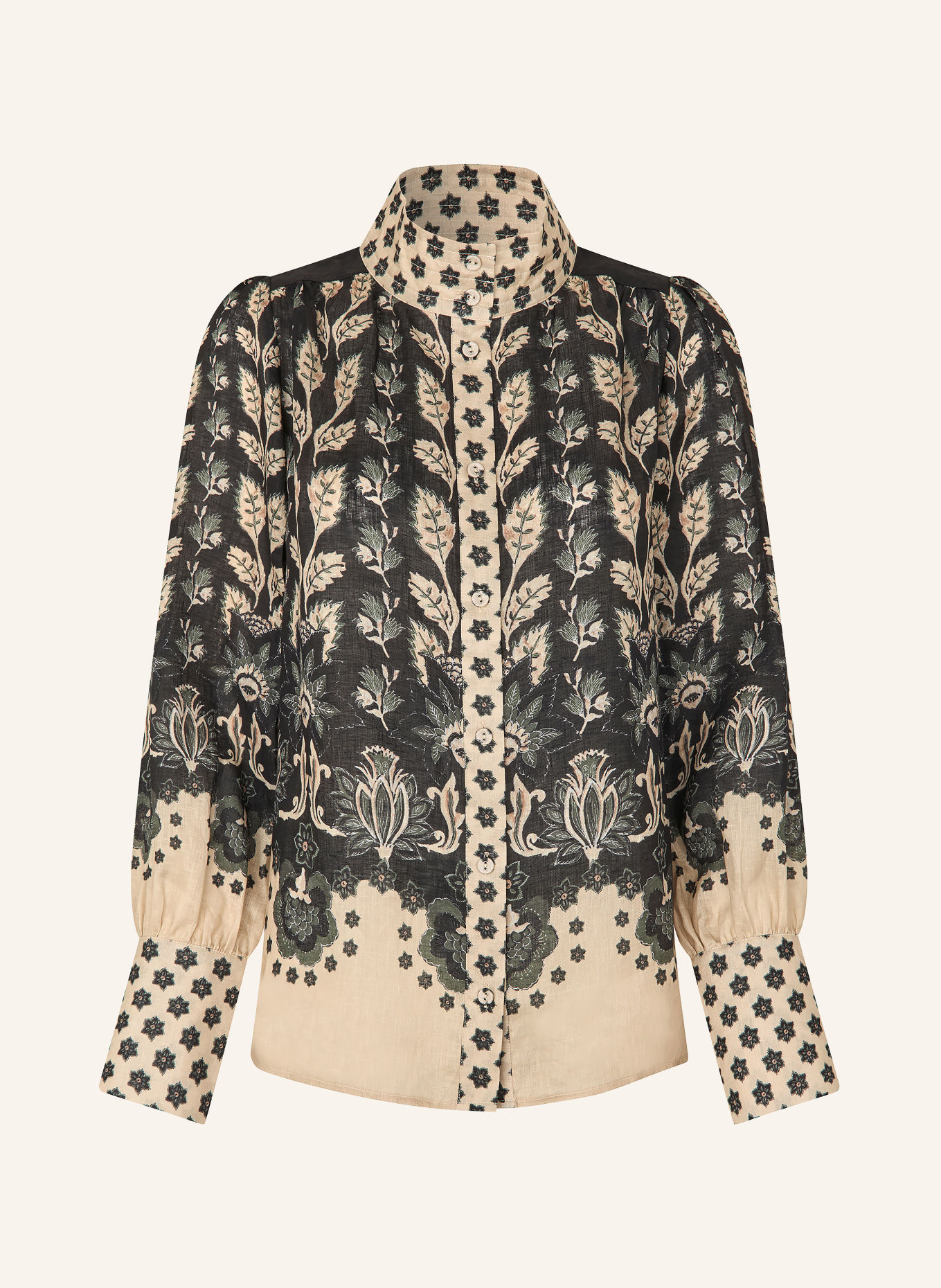 dea kudibal Leinenbluse AMELIE: SCHWARZ / BEIGE / KHAKI