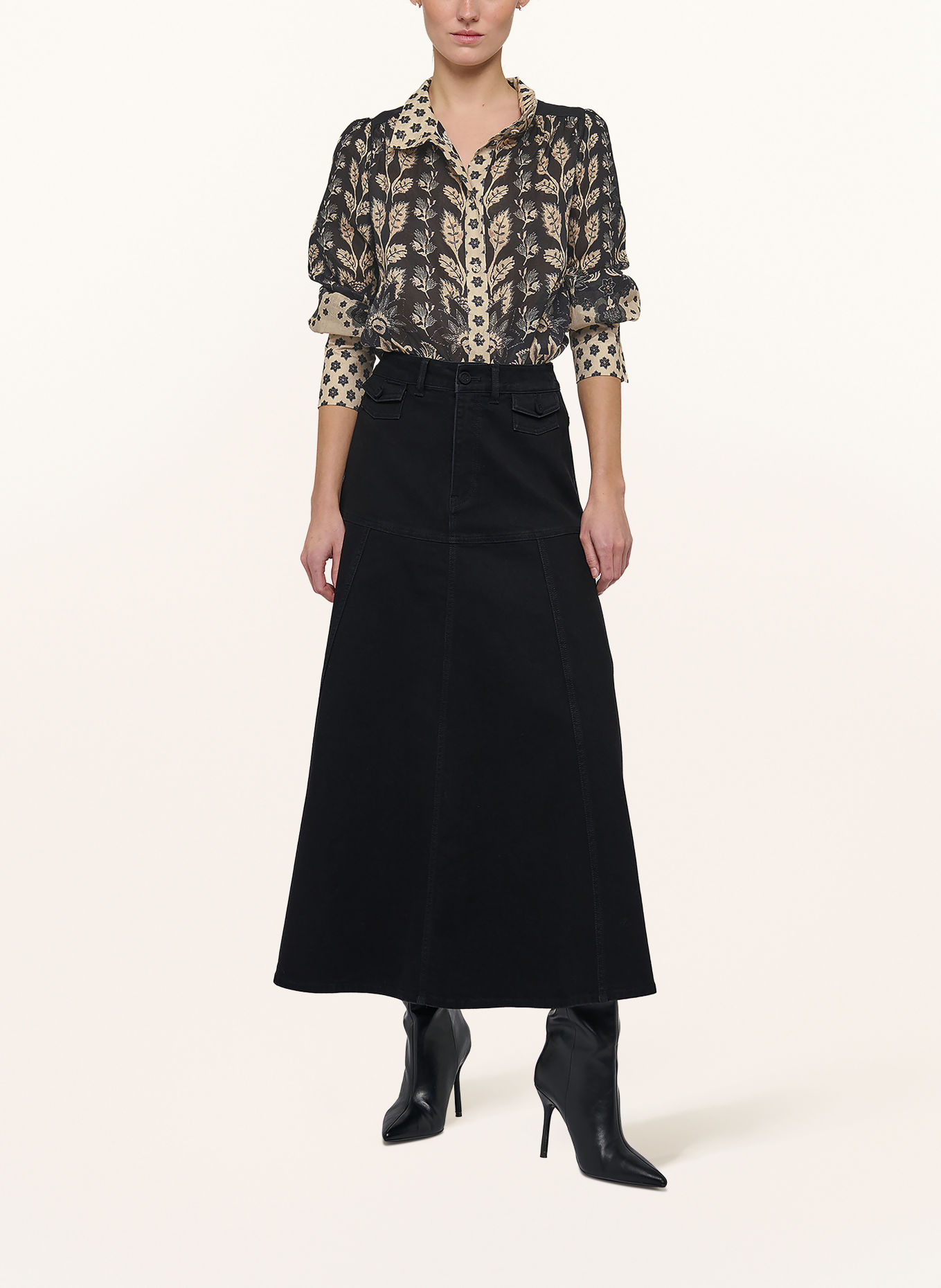dea kudibal Leinenbluse AMELIE: SCHWARZ / BEIGE / KHAKI
