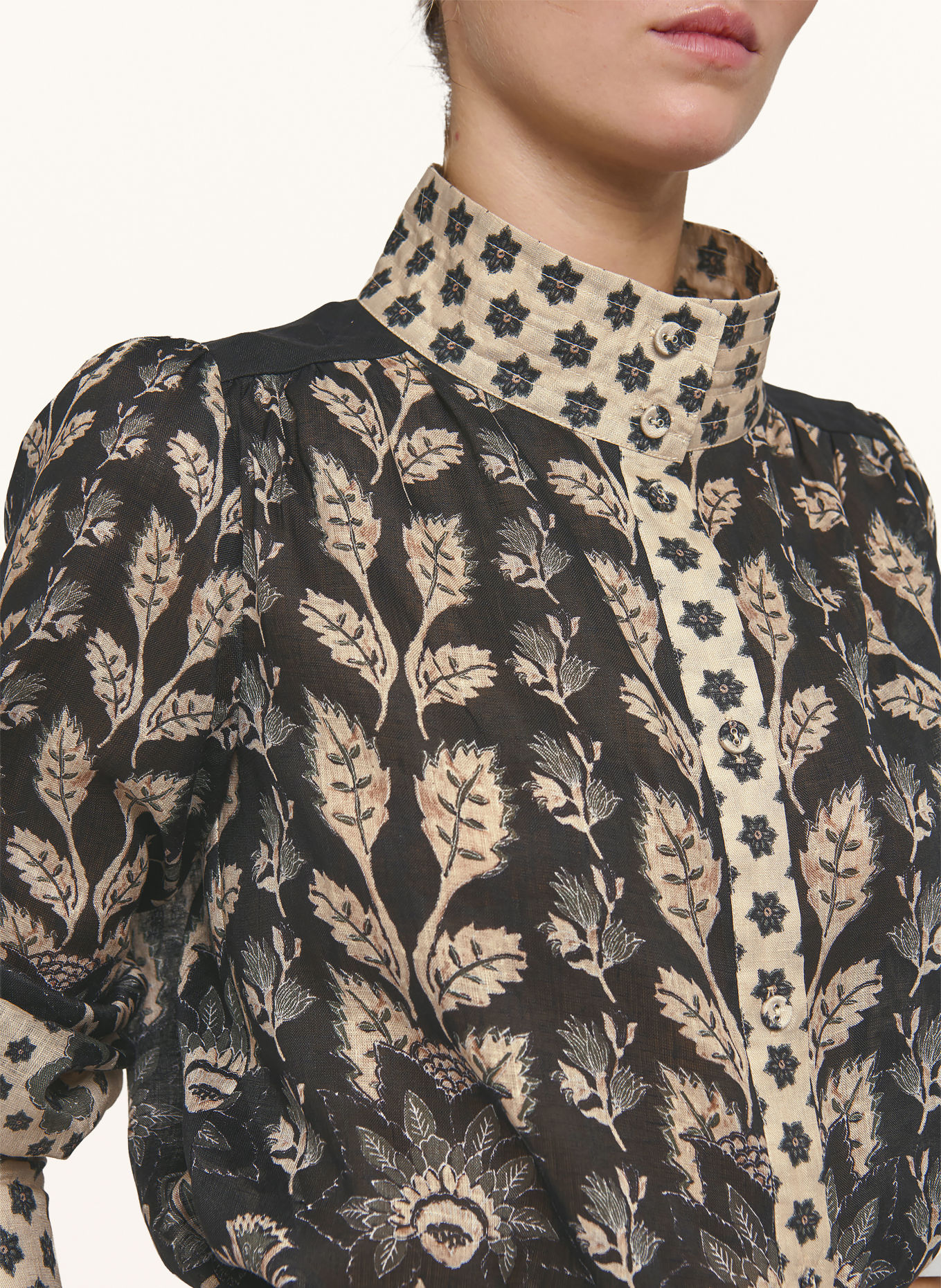 dea kudibal Leinenbluse AMELIE: SCHWARZ / BEIGE / KHAKI