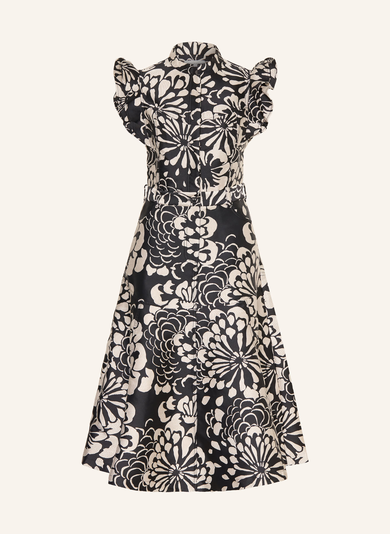 dea kudibal Jacquard-Kleid DEVANTI mit Volants: SCHWARZ / CREME
