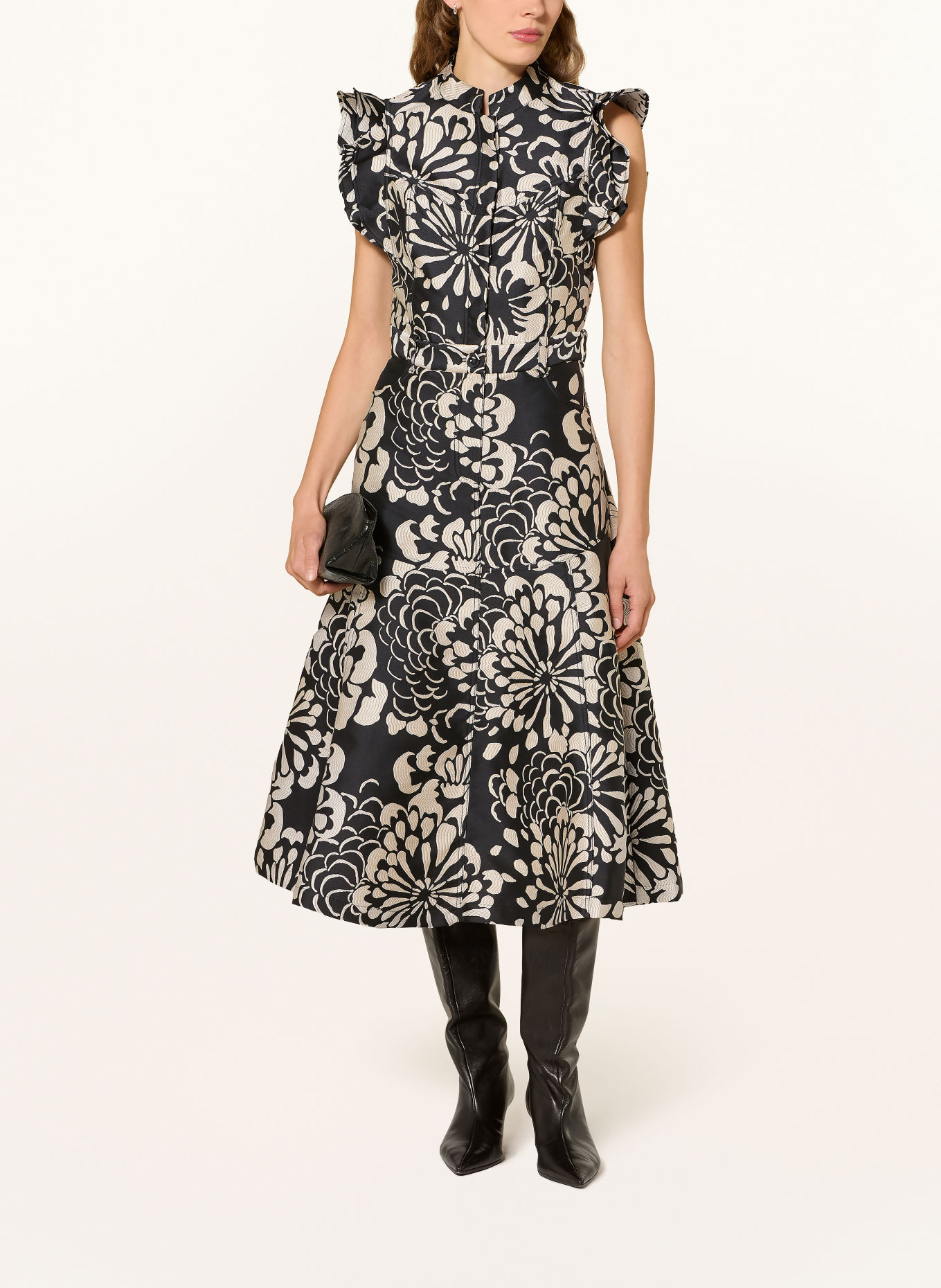 dea kudibal Jacquard-Kleid DEVANTI mit Volants: SCHWARZ / CREME