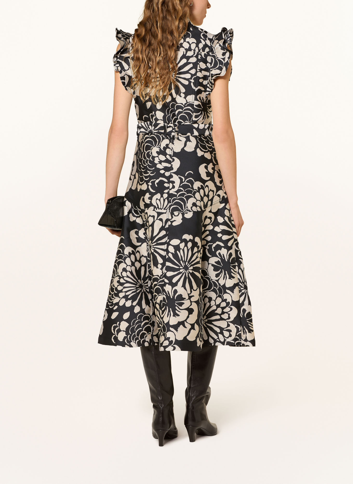 dea kudibal Jacquard-Kleid DEVANTI mit Volants: SCHWARZ / CREME