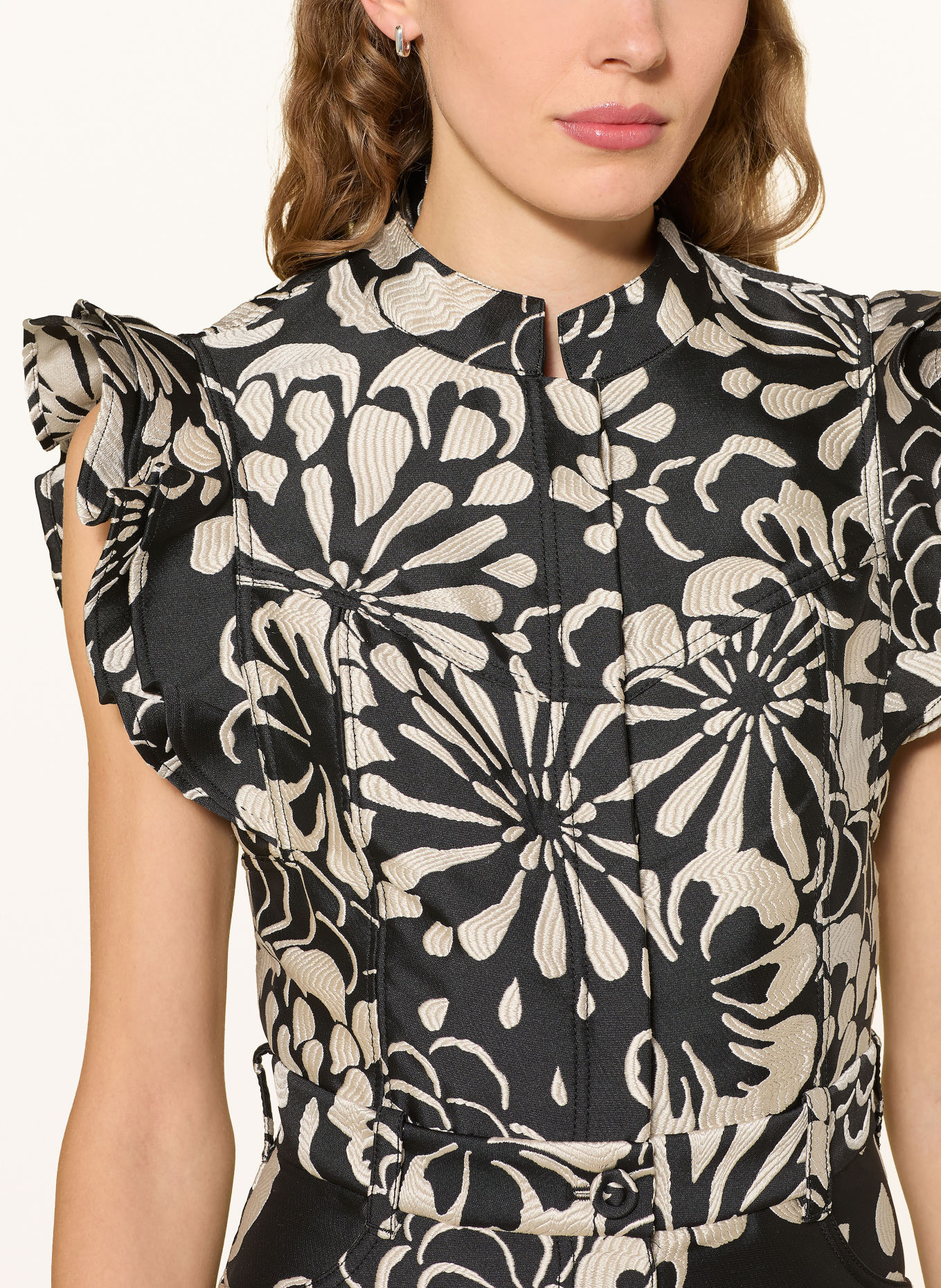 dea kudibal Jacquard-Kleid DEVANTI mit Volants: SCHWARZ / CREME